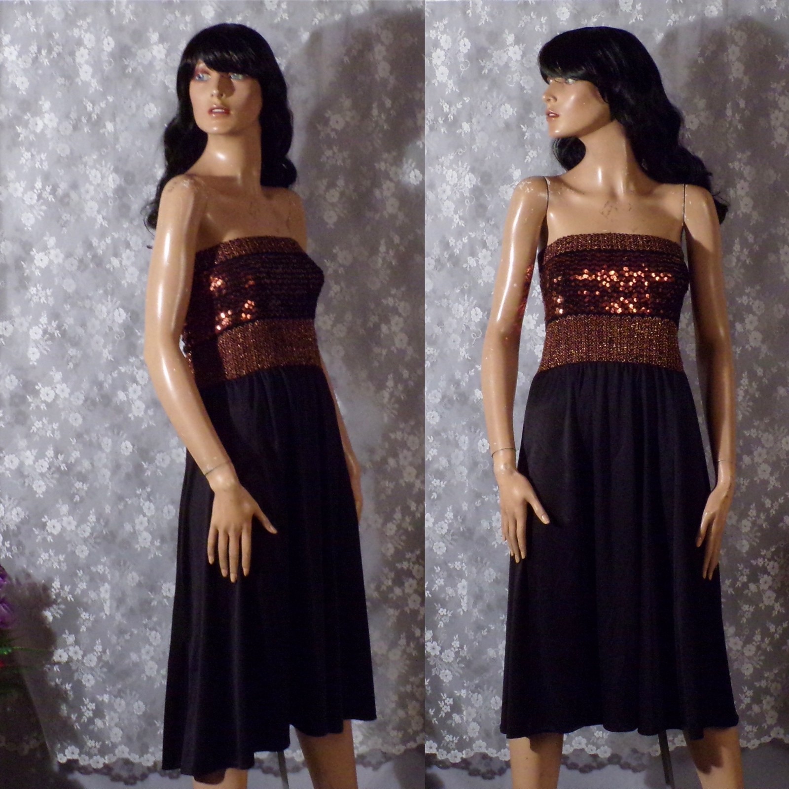 Vintage 70s Sequin Tube Dress Size Small 1970s Retro Disco Studio 54 Summer S/M