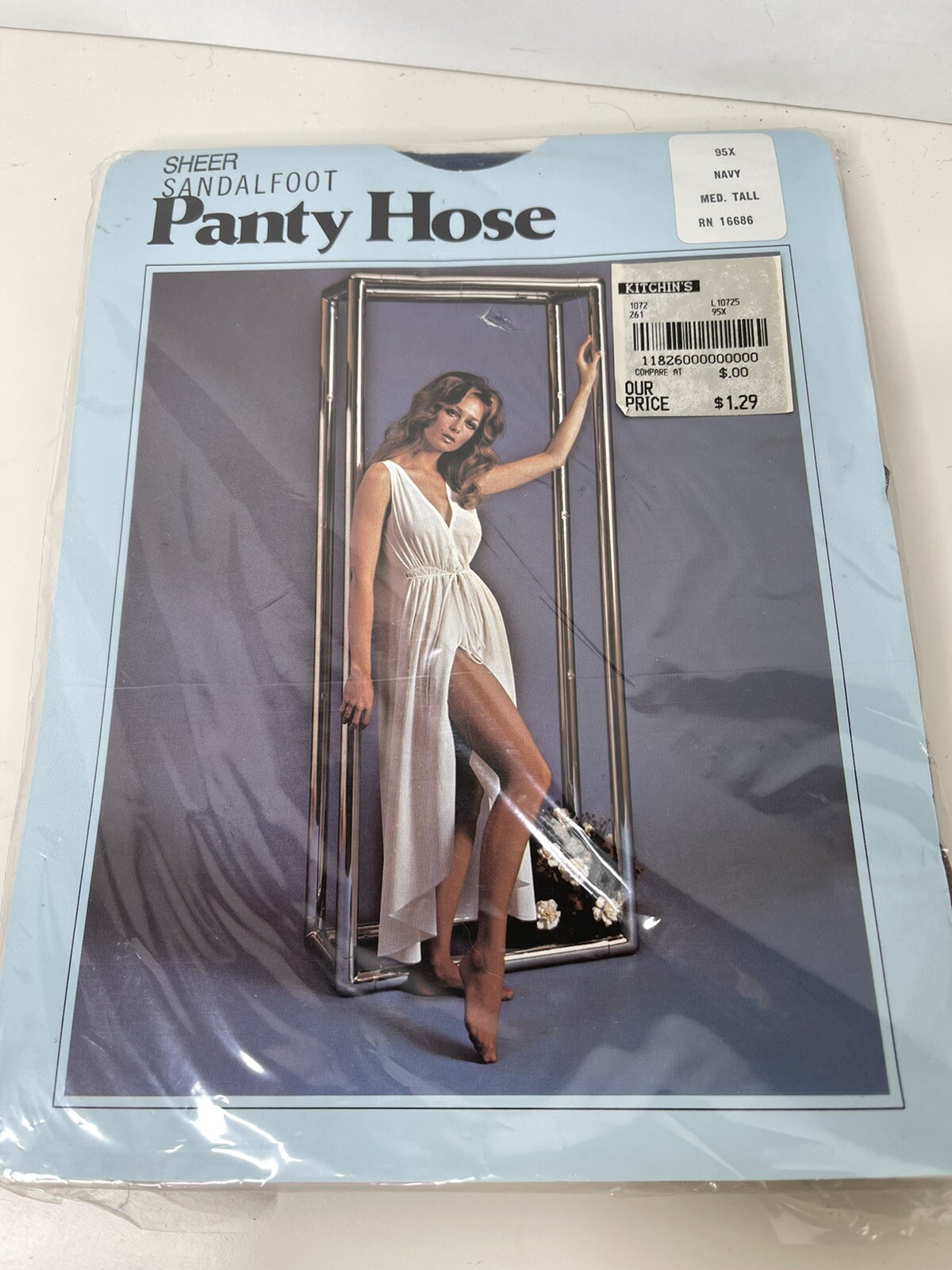 Vintage Sheer Sandalfoot Navy medium tall Panty Hose 1970’s NOS Sexy Nylon