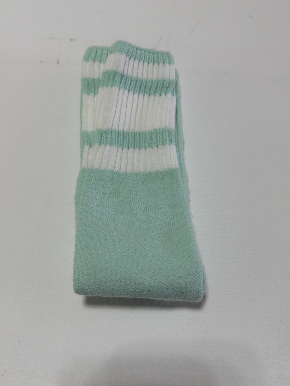 VTG 3 Pack! Socks Women’s 80s Yellow Peach Mint Stripe Acrylic Blend USA 17”.