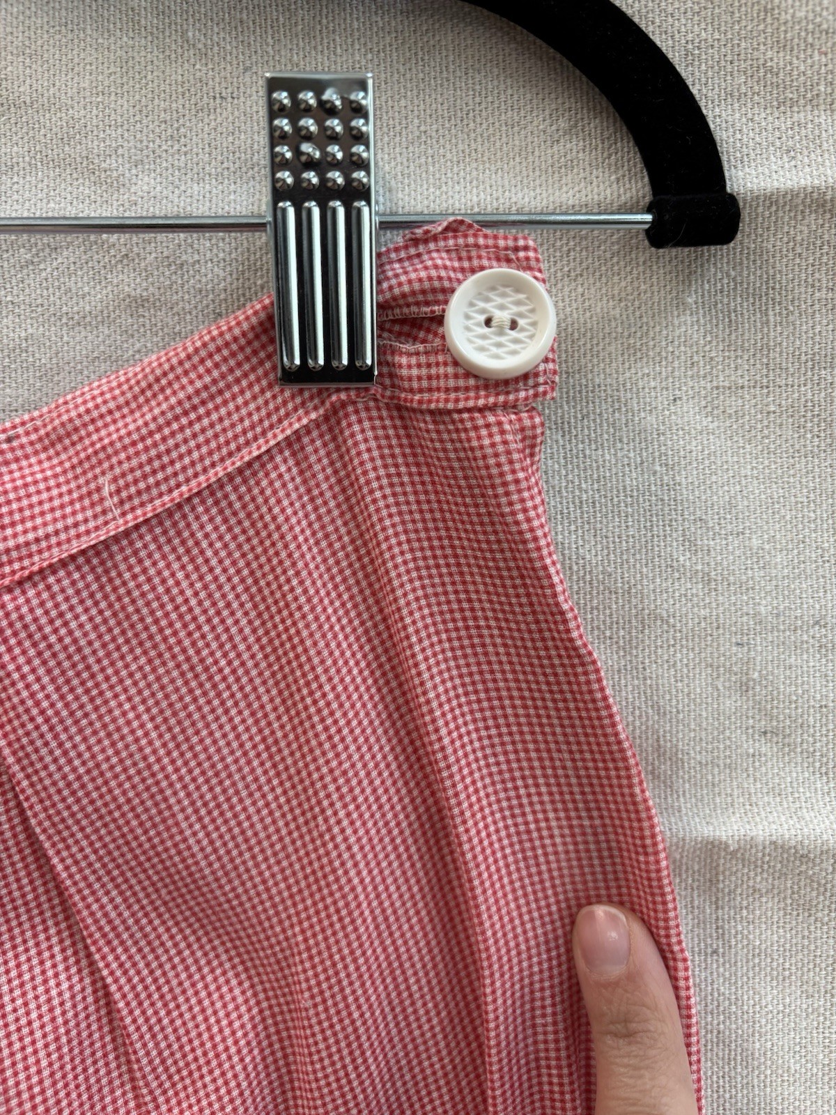 Vintage 1940s Side Button Pants Side Zip Womens Gingham Cotton 1950s