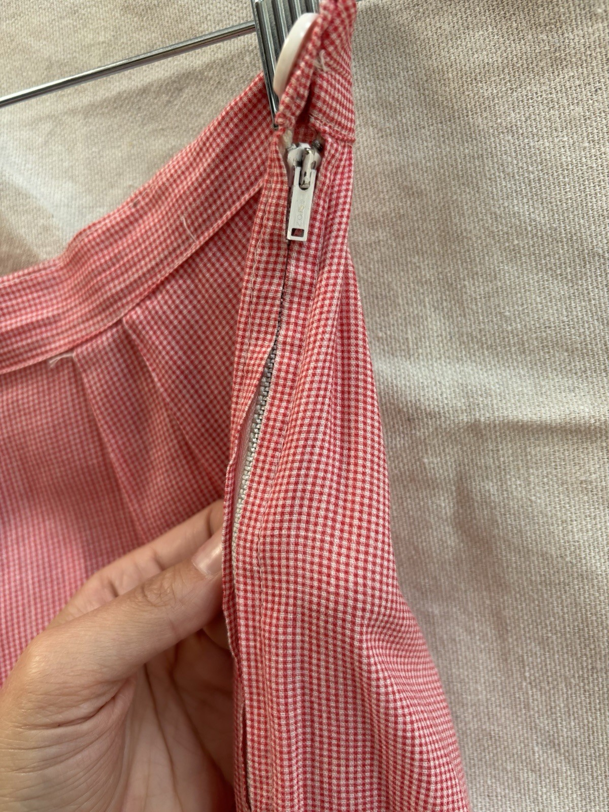 Vintage 1940s Side Button Pants Side Zip Womens Gingham Cotton 1950s