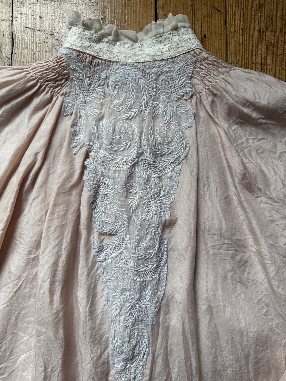 True Vintage Rare Victorian-Edwardian Blush Silk Lace Blouse