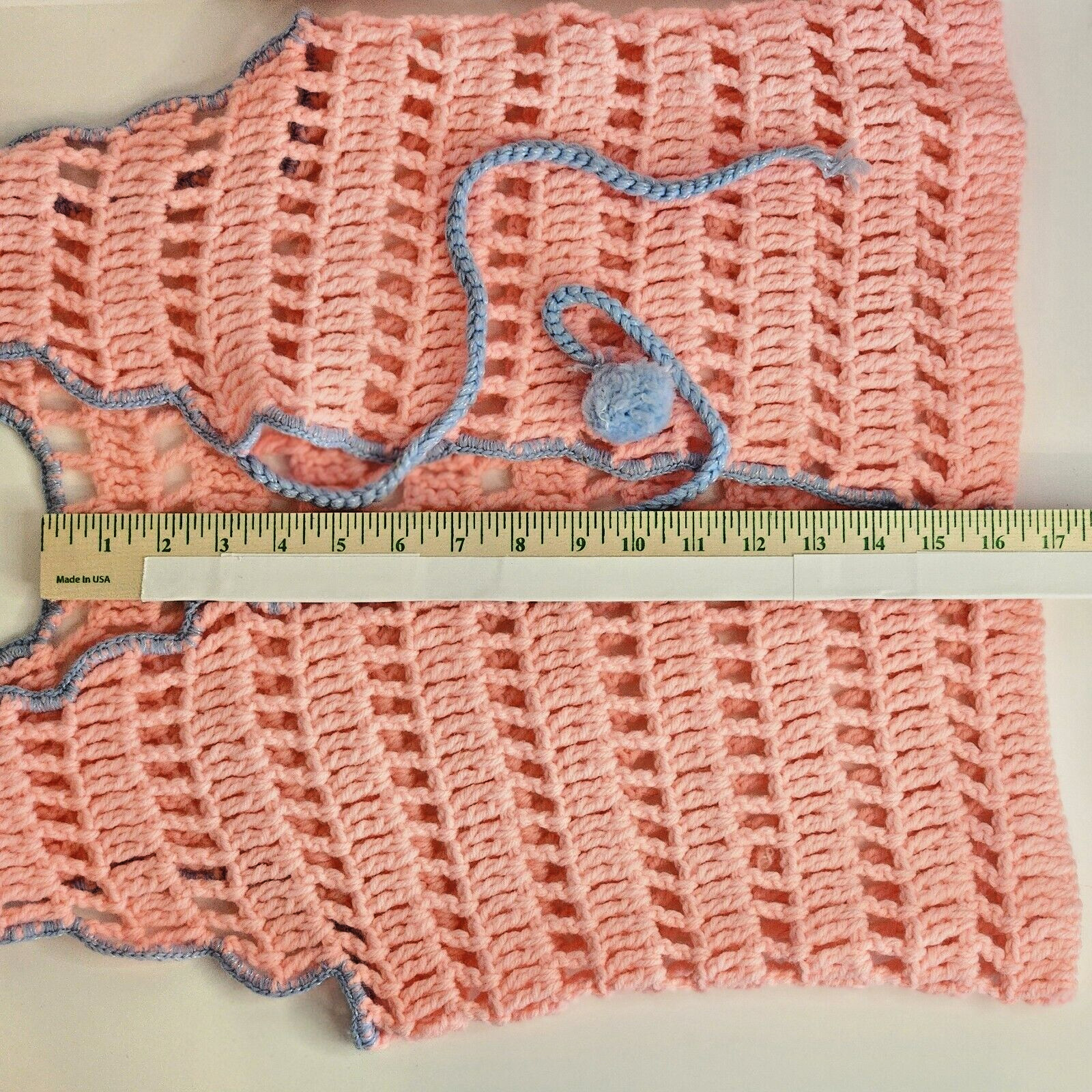 Pink Large Gap Knit Vest Hand Made Retro 1970s Kitschy Cottage Grandma Coquette