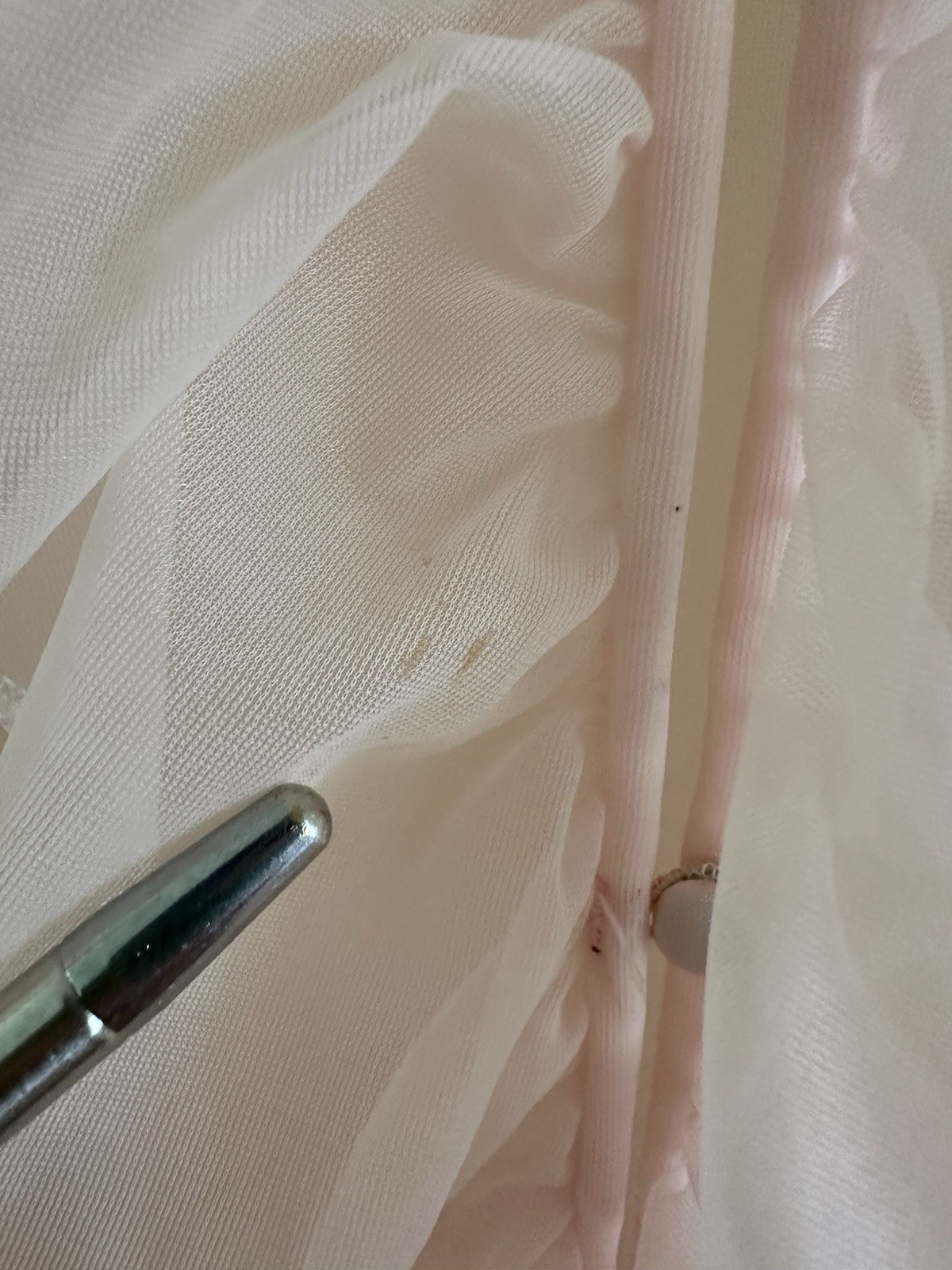 1960s Miss Elaine Pink Sheer Nylon Peignoir Robe Ruffle Front Double Layer VTG