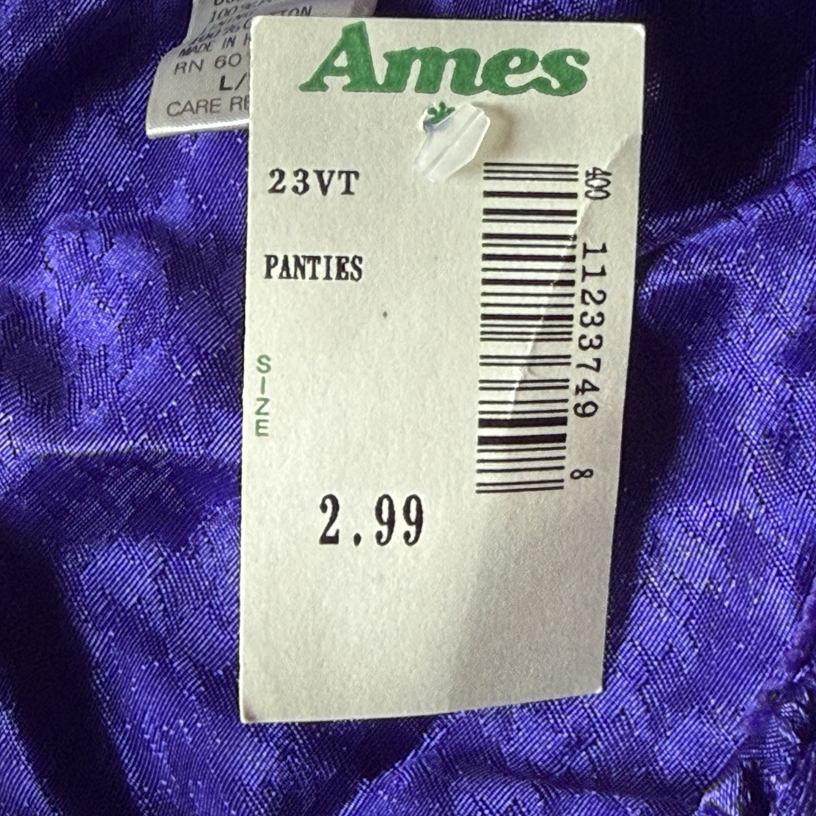 NEW Vintage Van Mar Purple String Bikini Panties Sz L/7 Houndstooth 90s Y2K
