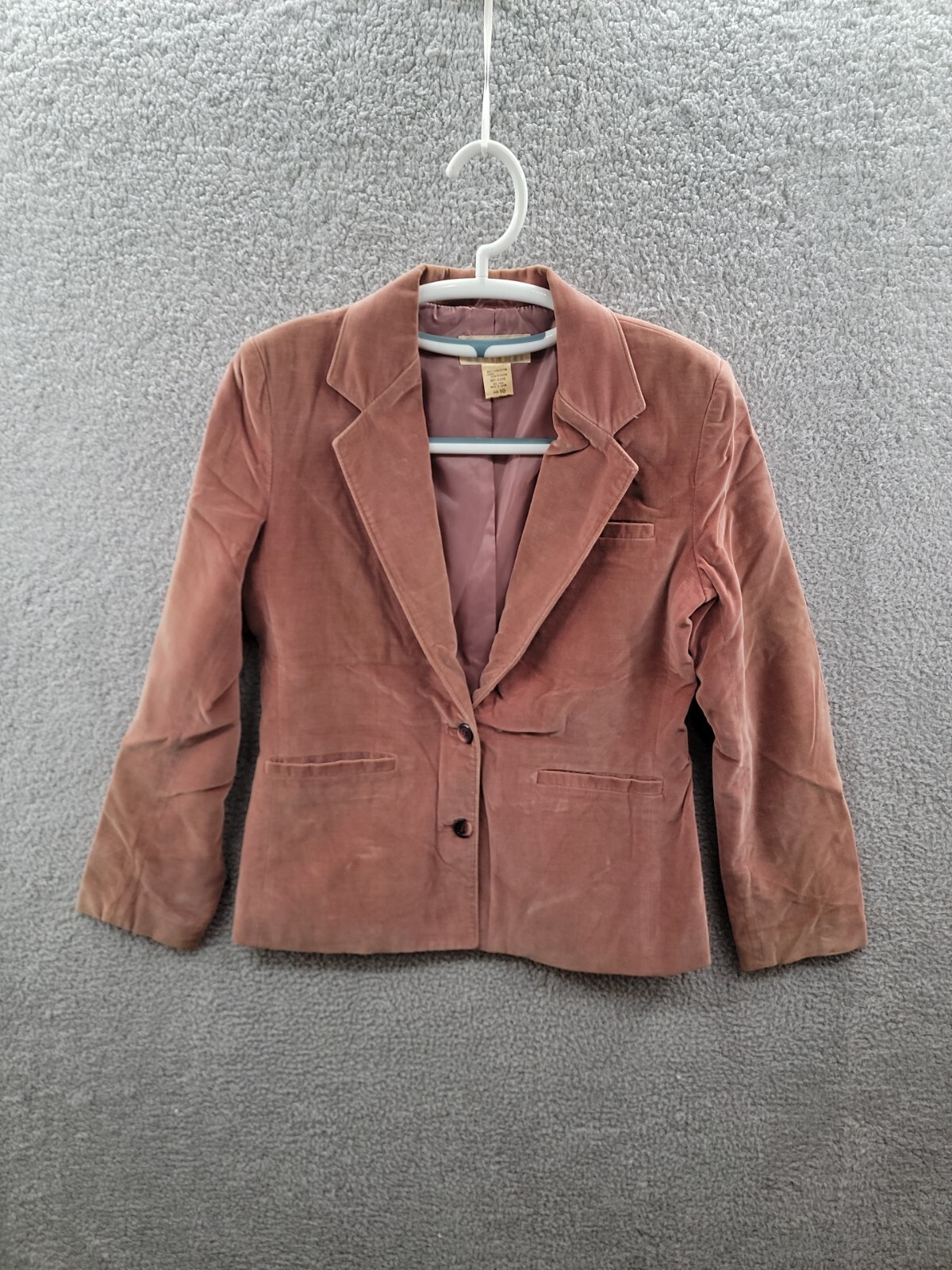 Vintage Stockton Women&rsquo;s Peach Velvet Blazer Jacket Coat Button Size 10 Japan