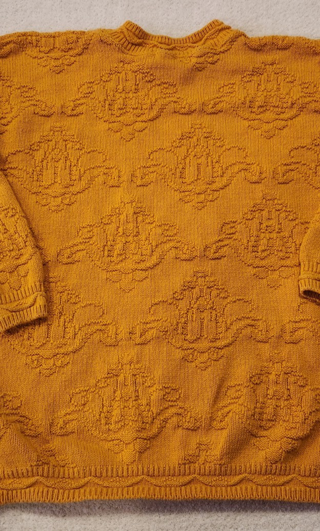 Vtg United States Sweaters 100% Cotton Knit Pullover Large Yellow Gold Chunky OS