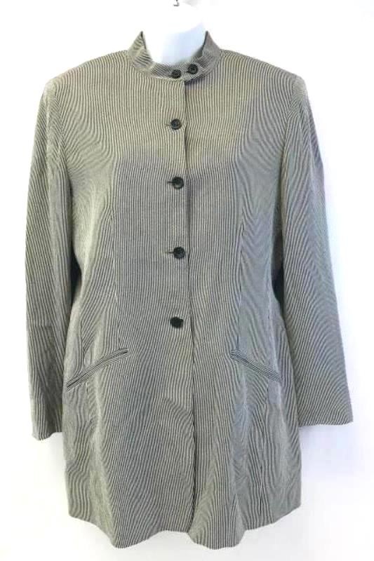 Vintage Emanuel Ungaro Women&rsquo;s Striped Jacket Sz 6 40 Black White Button Front