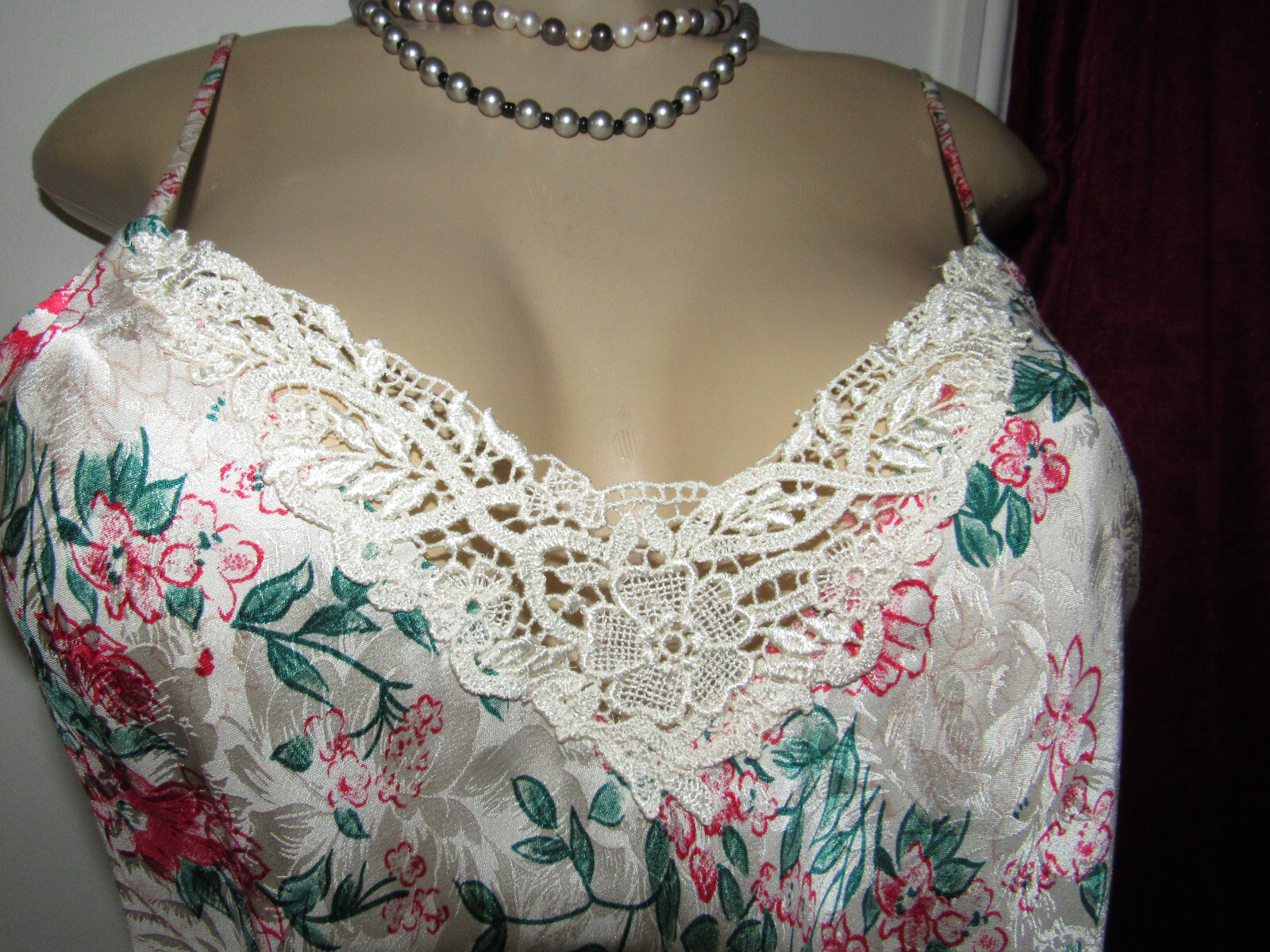 NWT Sissy Vtg SILKSCREEN Silk Lace Chemise Nighty bikini brief panties top Sz L