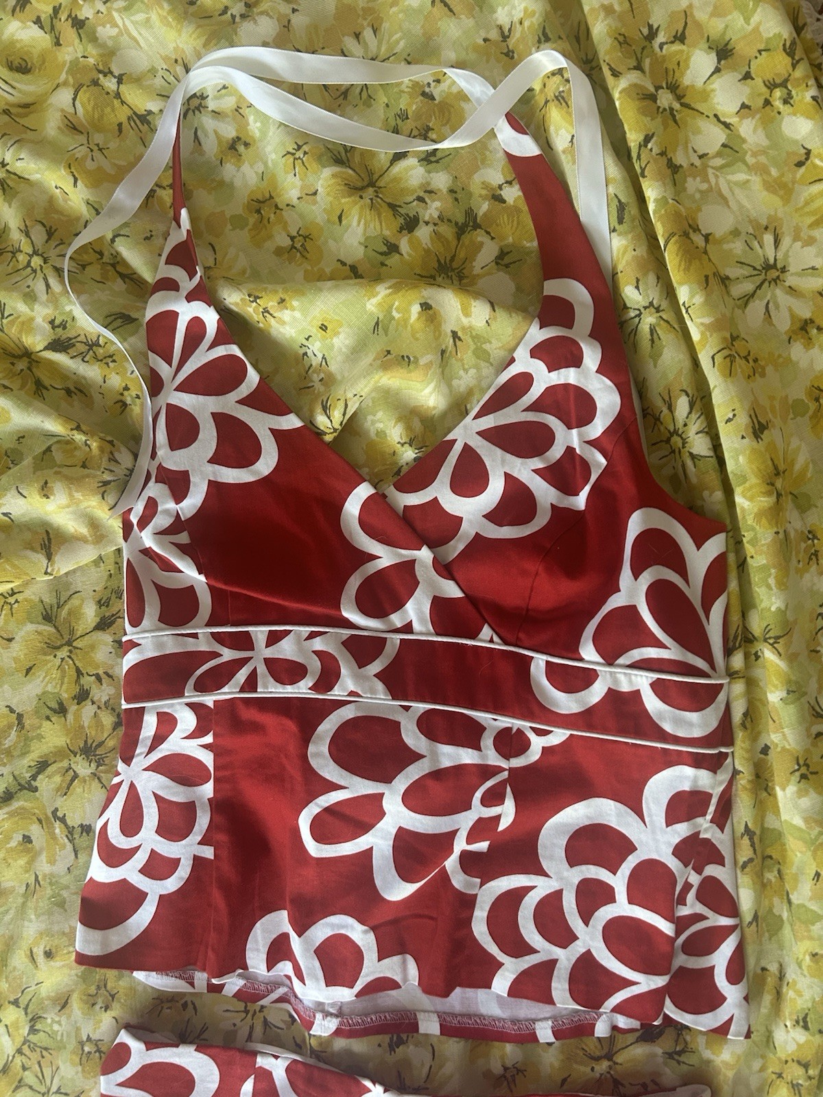 1990s-2000s Sangria Floral Print Matching Top And Skirt Set See Description