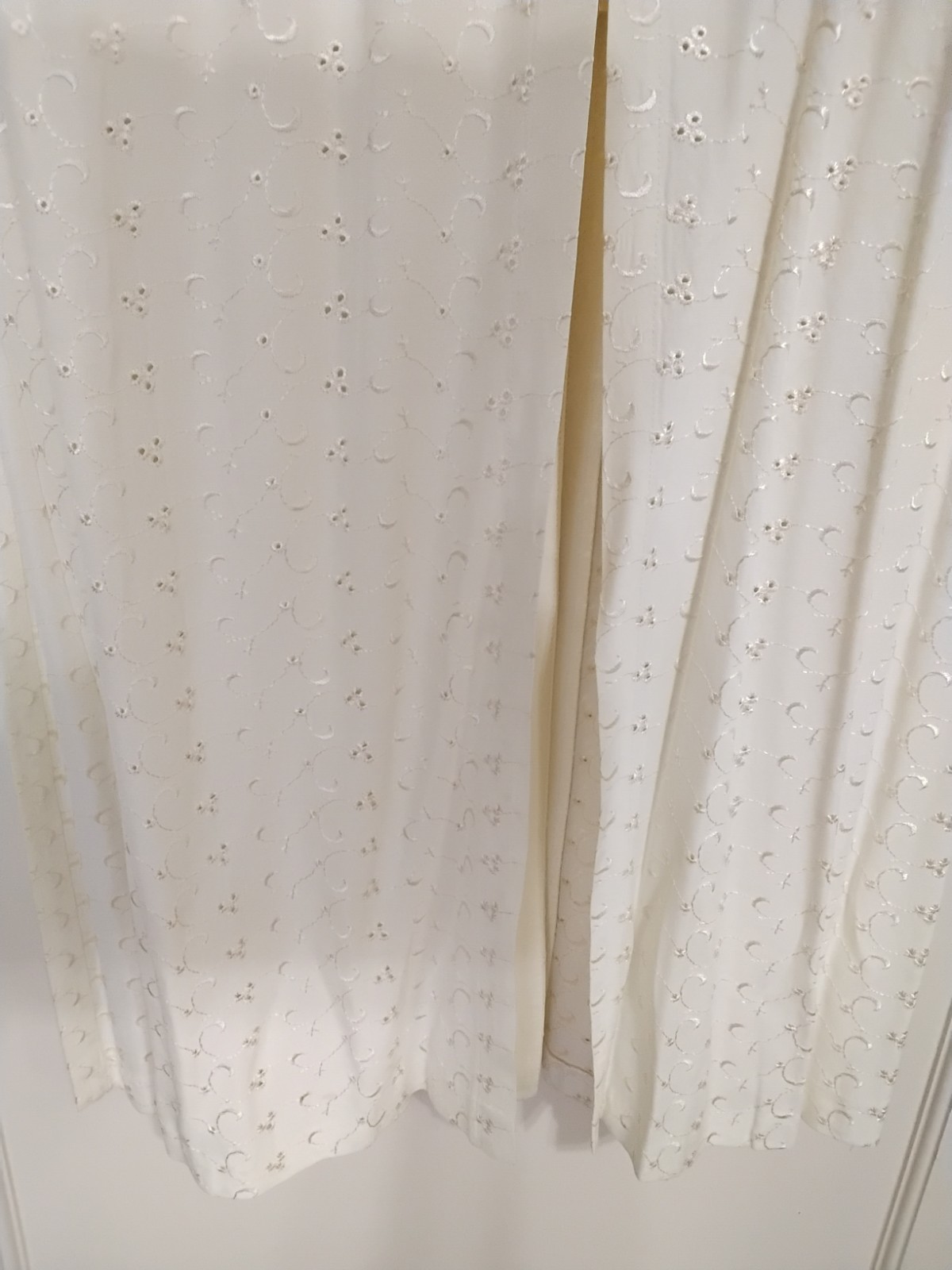 Vintage Wild Rose Cream Pant Suit Set Eyelet Duster 1990&rsquo;s