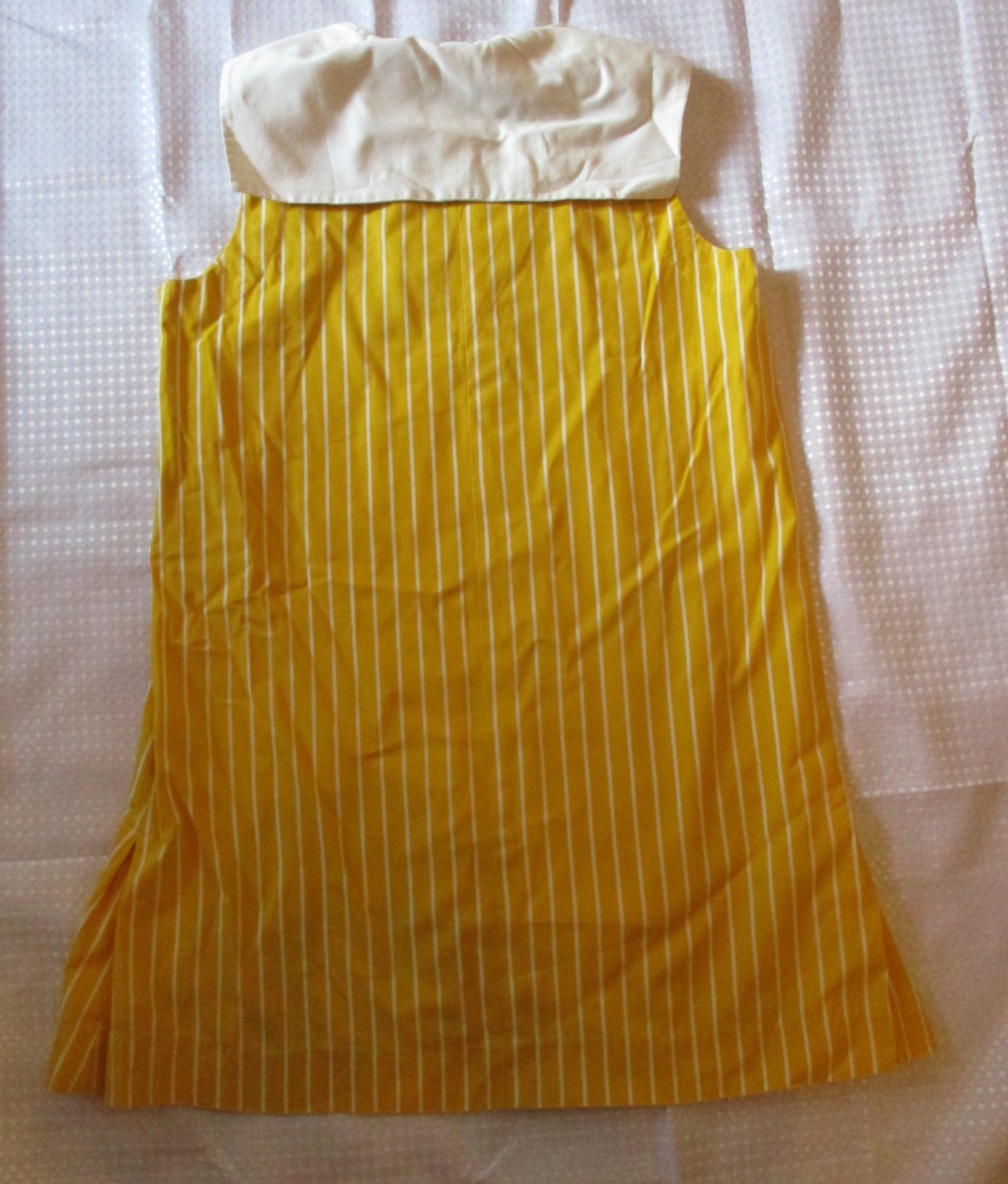 1960&rsquo;s Teen&rsquo;s Yellow Striped Cotton Sailor Sleeveless Pullover Sundress Sz. 15