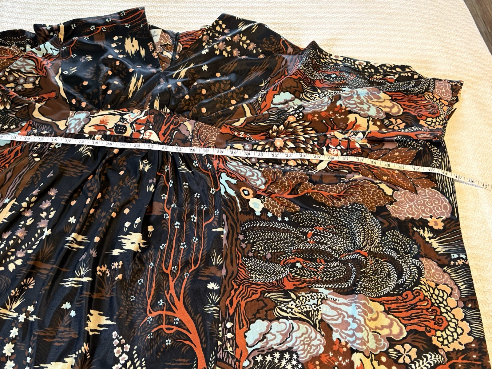 Vintage 60s Art Nouveau Goddess Angel Wing Maxi Dress Greek Myth Caftan Boho