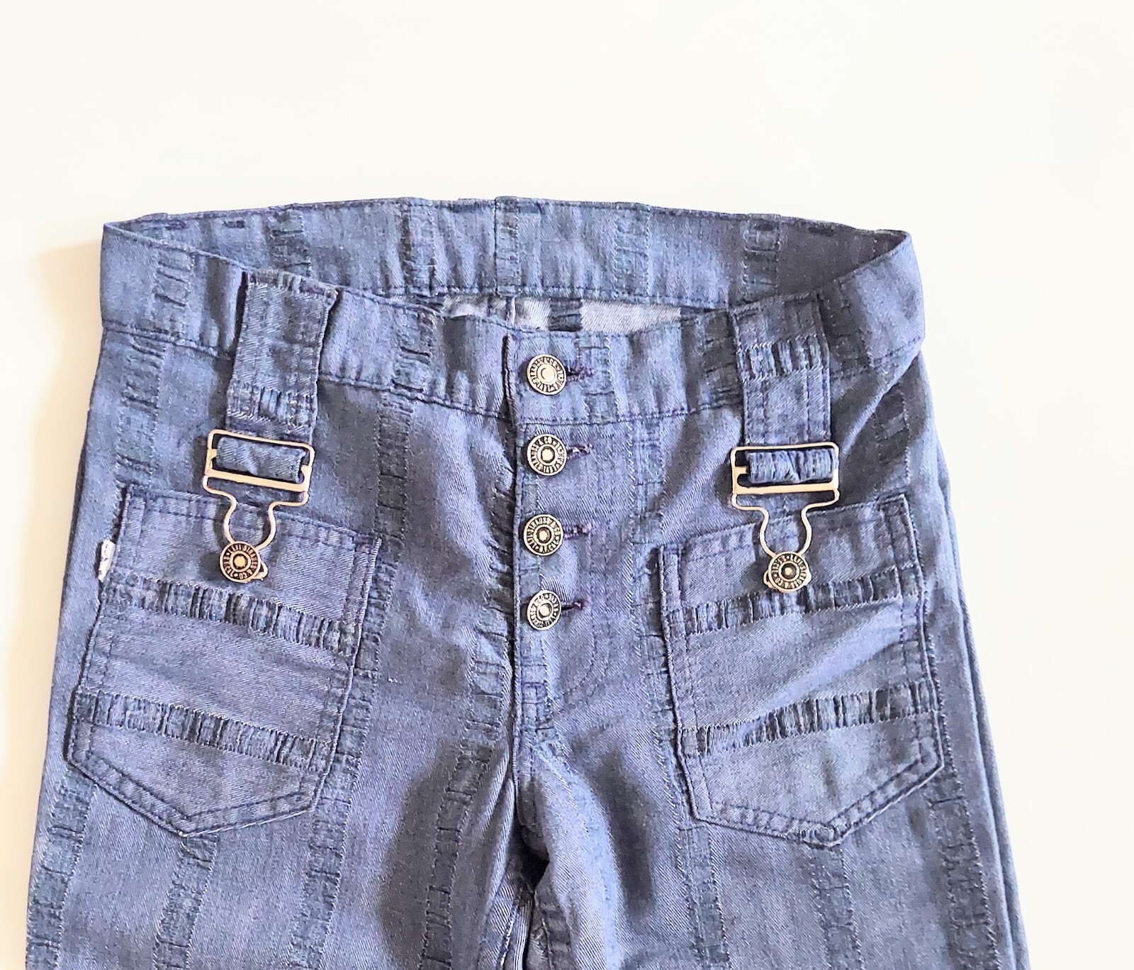 Levis for Gals White Tab Big E Woven Denim Blue Jeans Vintage 1960s