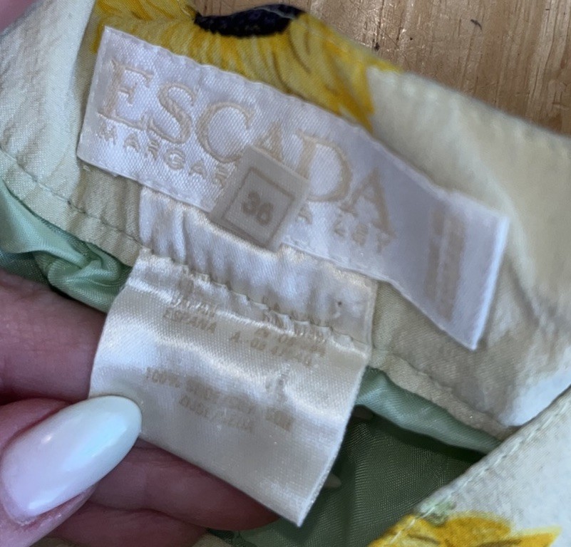 Vintage ESCADA 100% Silk Lined Sunflowers 🌻 Flowy Shorts Germany Made Sz 36 6