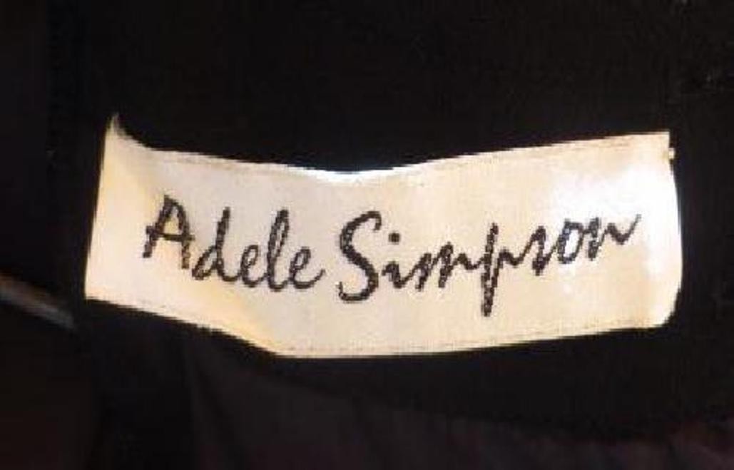 Vintage ADELE SIMPSON Black All Seasons Wool Dropped Waist Dolman Sleeves sz8