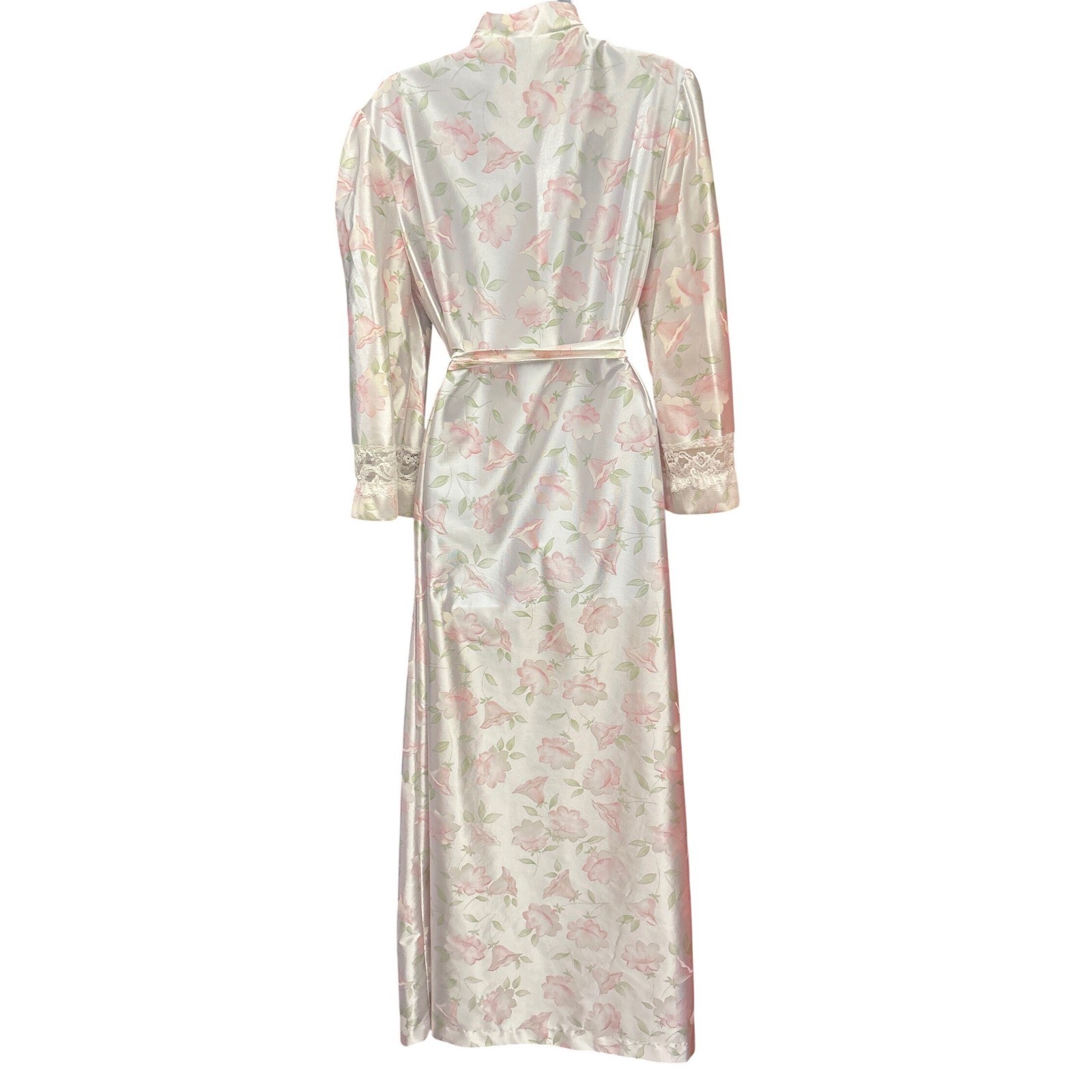 Vintage NWOT Lorraine Floral Robe Coquette Cottagecore Romantic Lace Trim Wrap