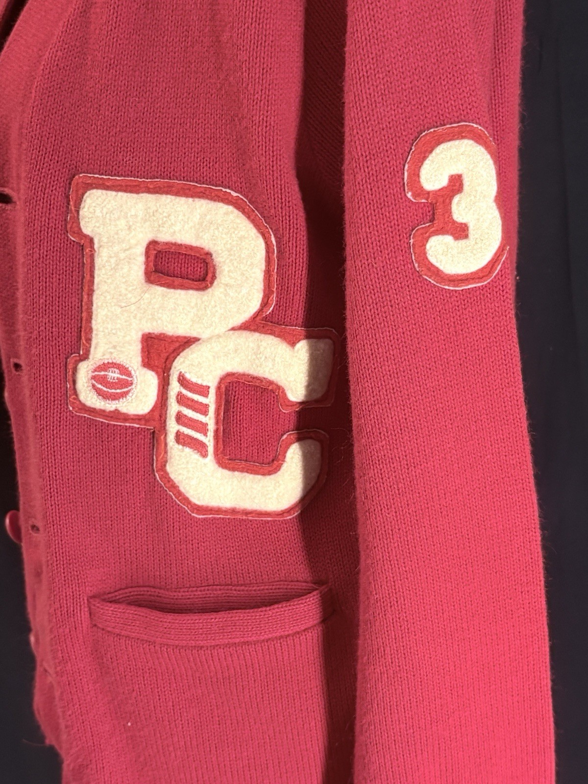 Vintage Cherry Red Varsity Letterman Jacket Cardigan 1960’s/1970’s Size Small