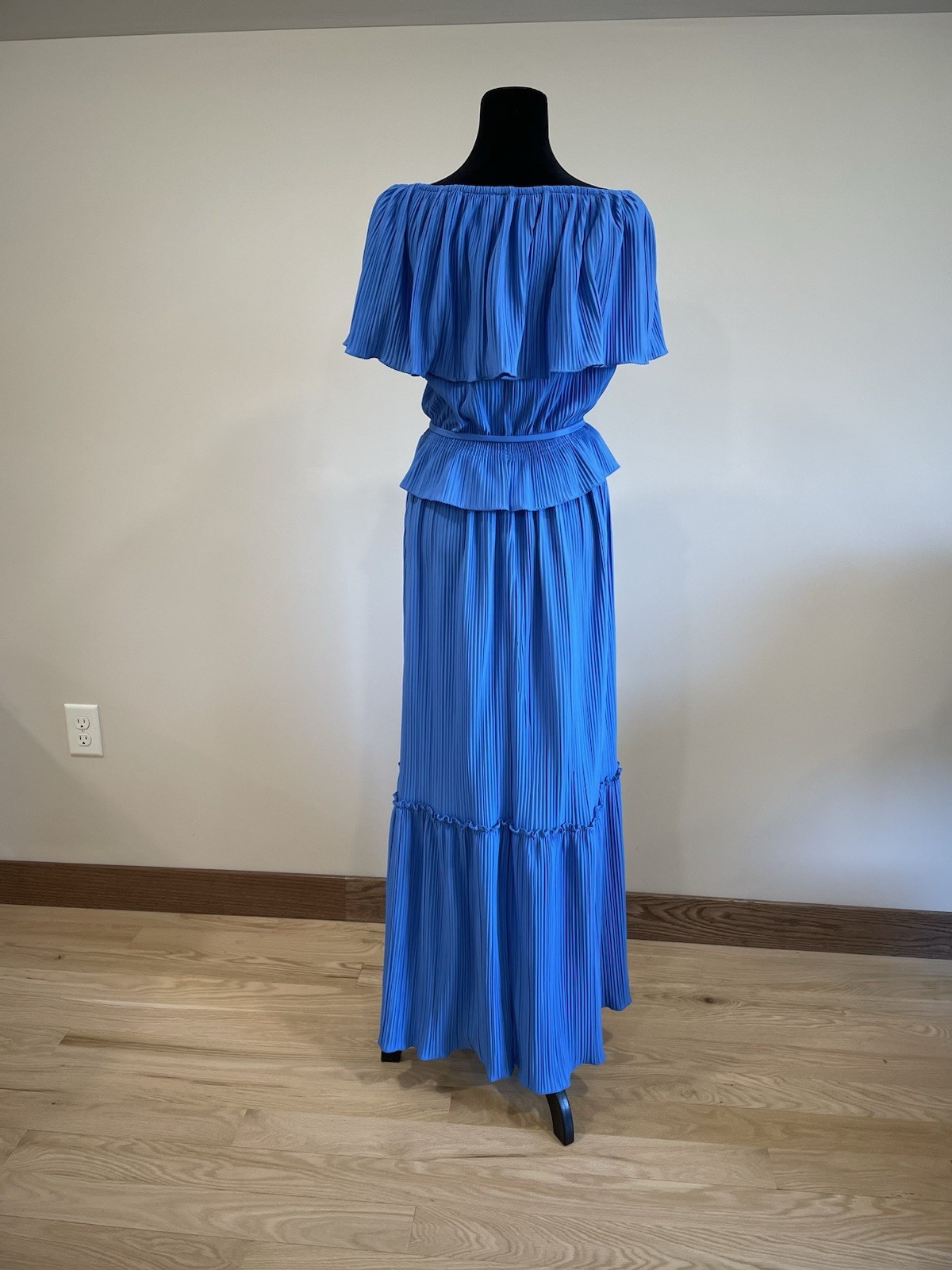 Matti of Lynne Blue Vintage Pleated Maxi Skirt and Top Set Size 10