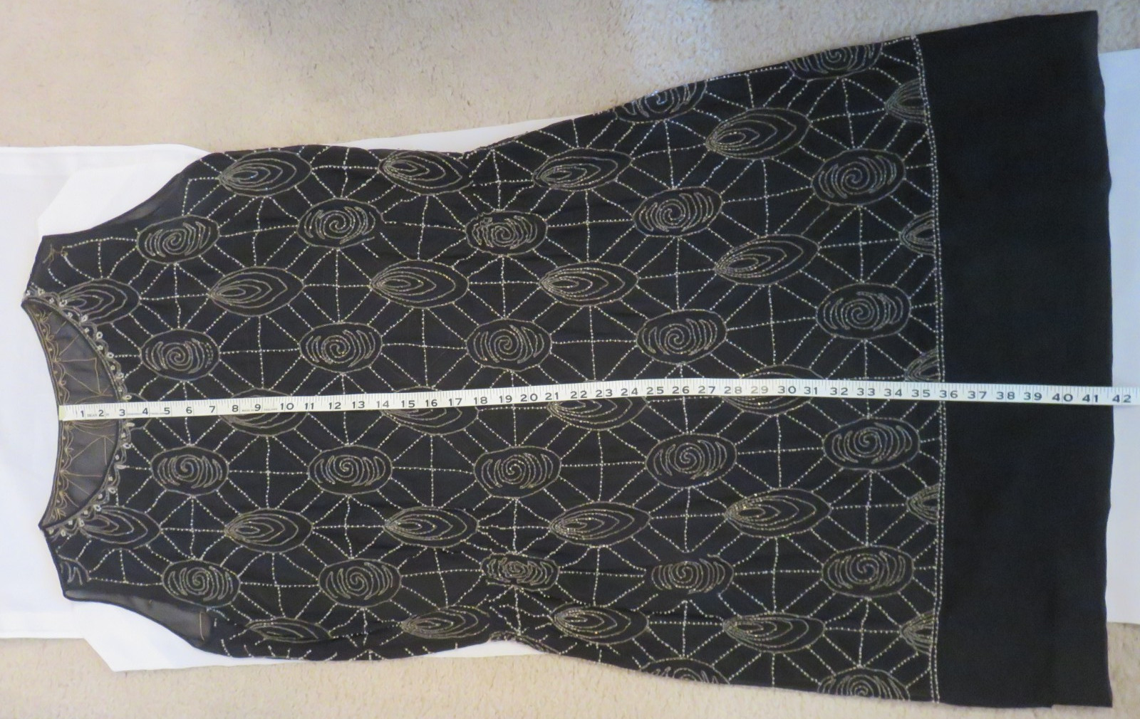 UNBRANDED Beaded Flapper Dress Sheer BLACK Vintage Antique 1920&rsquo;s