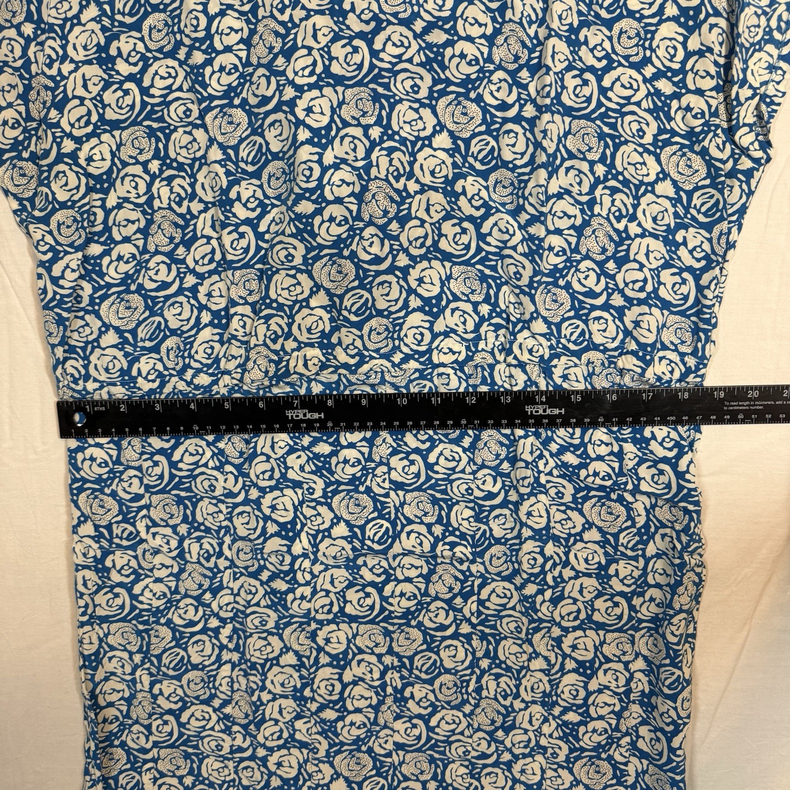 Blue Floral Rose 100% Silk Dress Vintage Petite 1980s Silk Studio Petites 10P