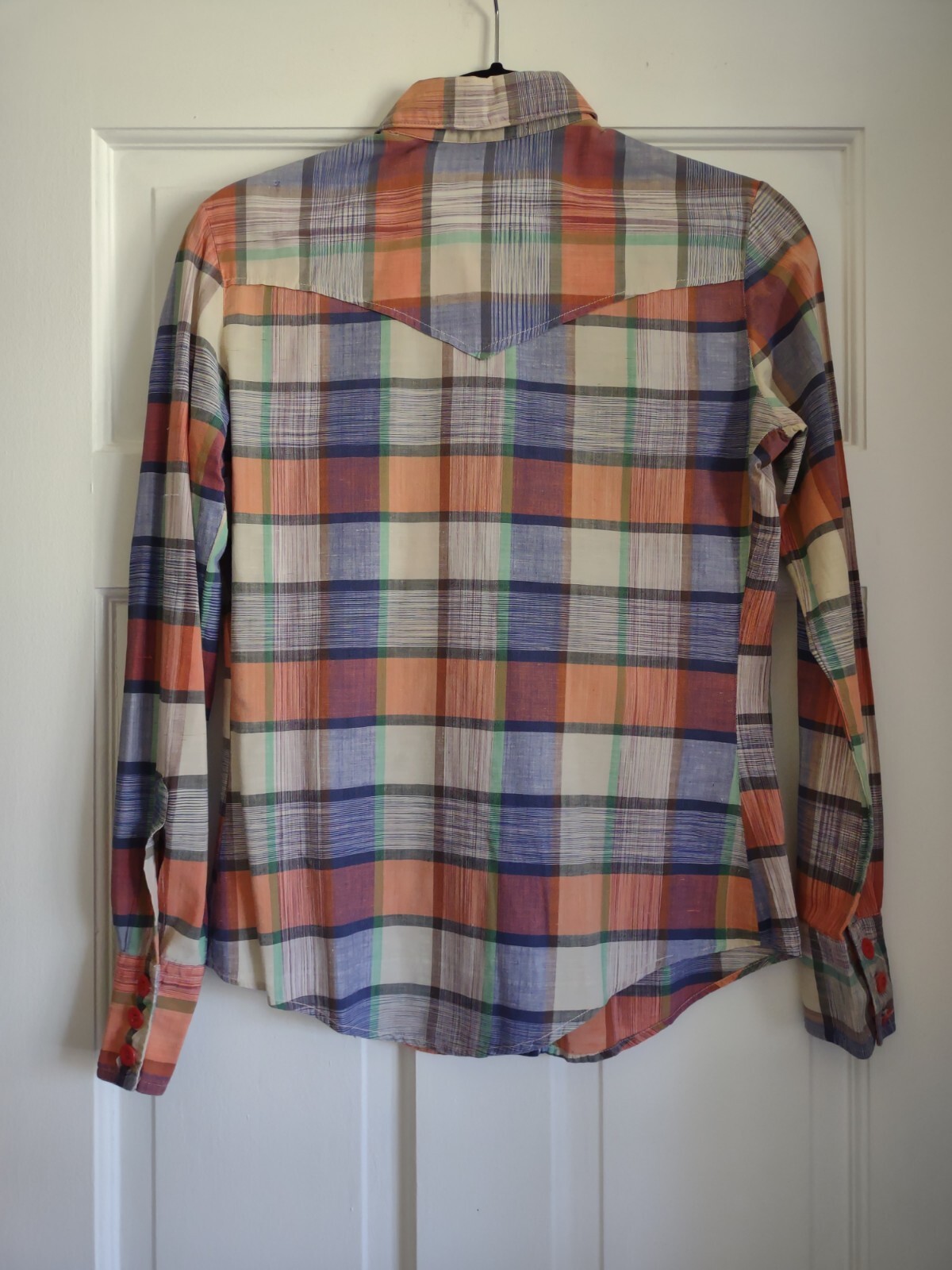 Vintage Gentleman John Button Front Shirt 60&rsquo;s Women&rsquo;s Size XS/Sm Plaid RARE