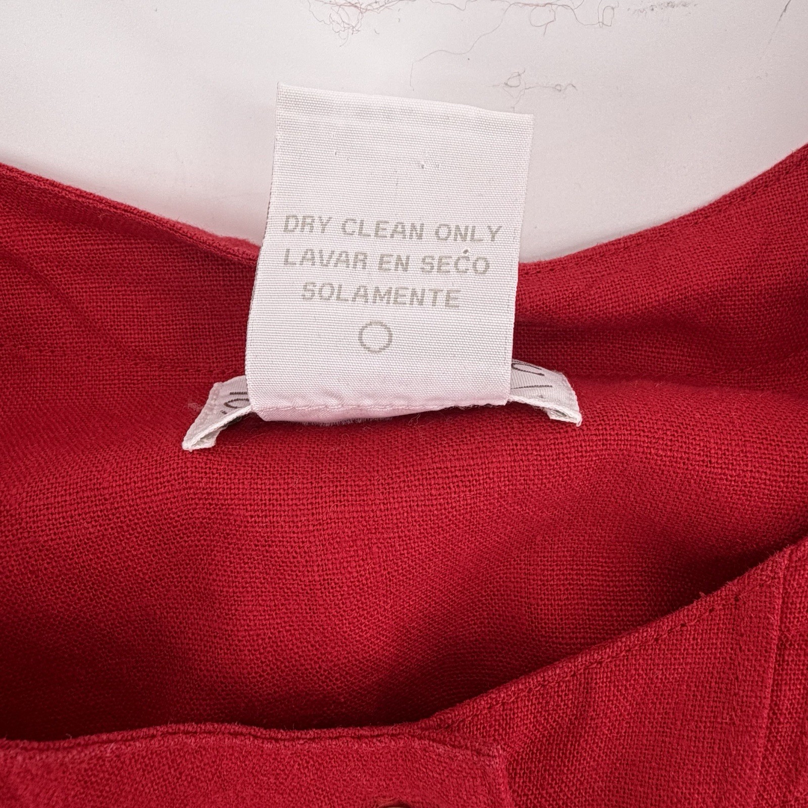 Vintage Studio C Plus 2pc Linen Blend Maxi Dress Blouse Set Red 22W 3X Pleated
