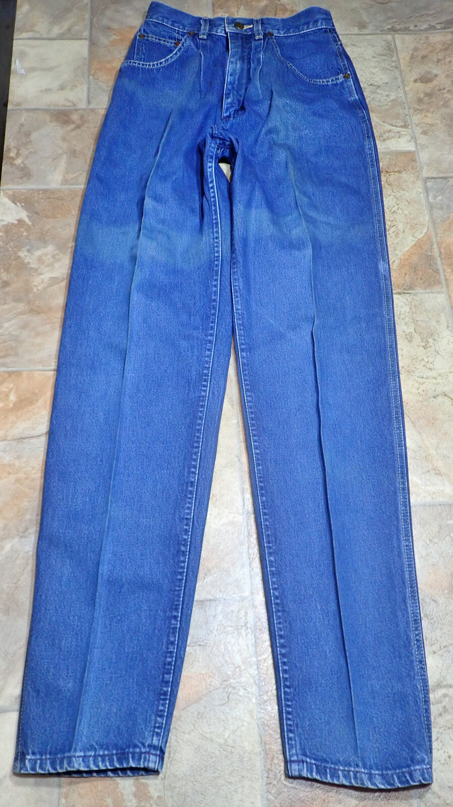 Vintage 70s Lee Riders 5 Pocket Pleated Jeans Size 7 24×32 Union Made in USA