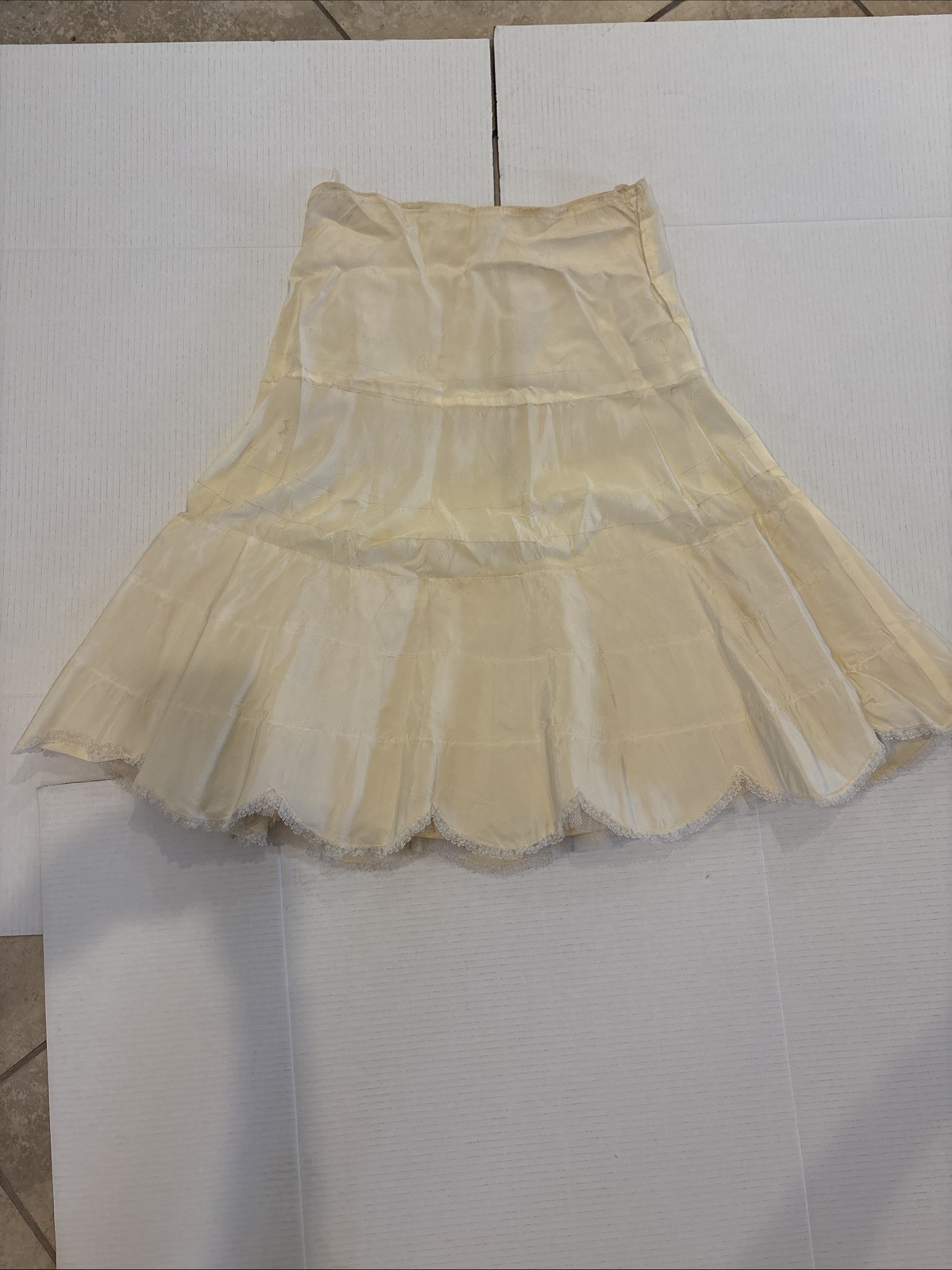 50’s MCM &lsquo;Francine Lingerie&rsquo; Petticoat White Layered Rockabilly 27” Waist