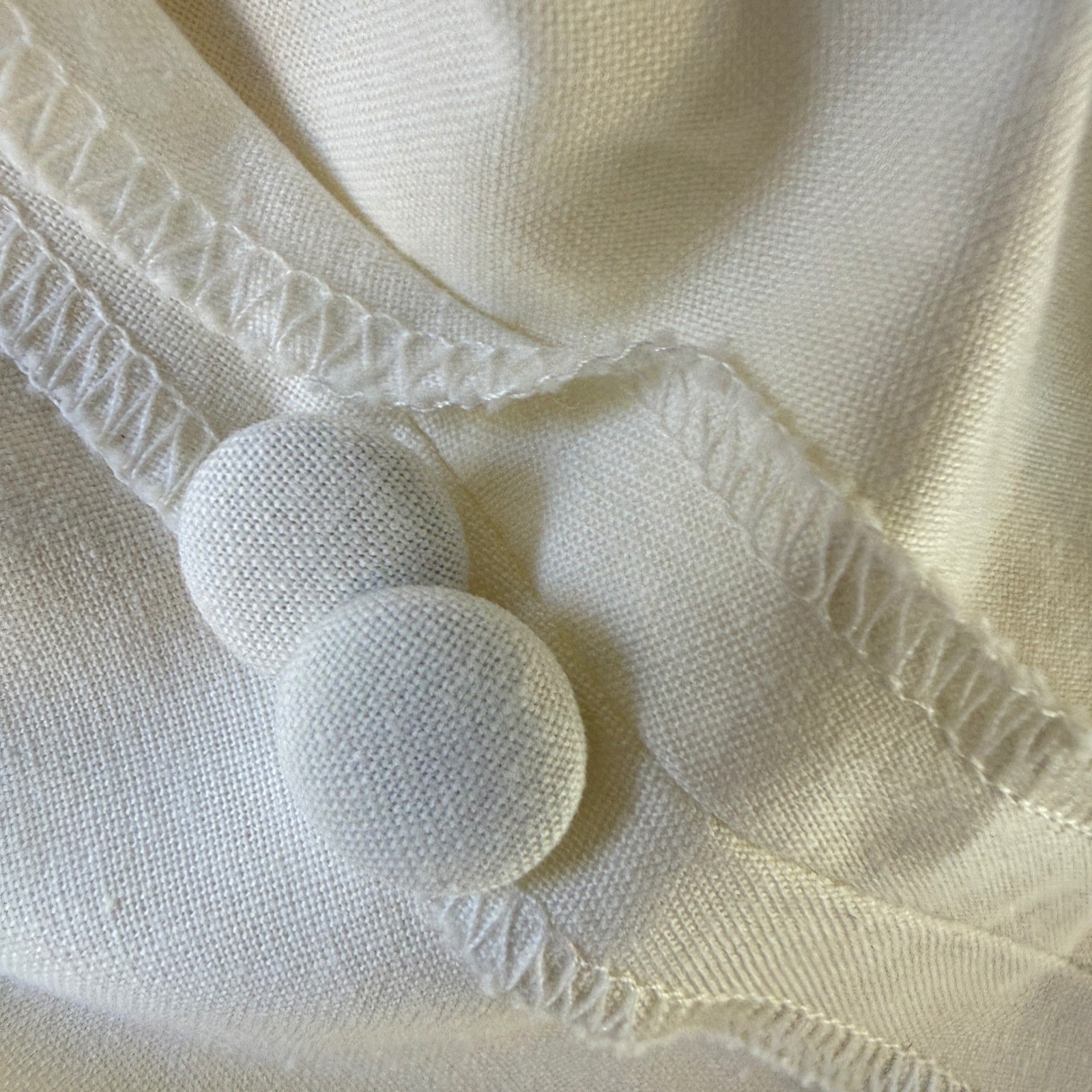 Laura Ashley Dress Womens 10 Cream Vintage 80s Cotton Puff Sleeve Midi V-Neck