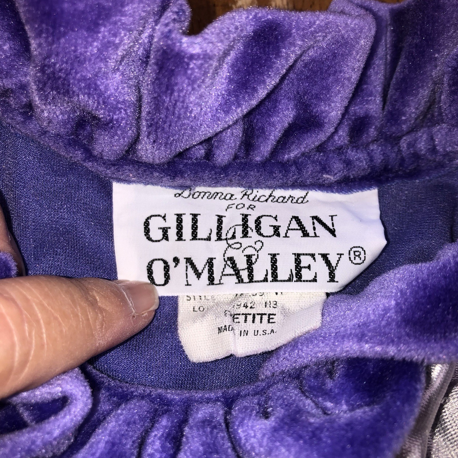Vintage Donna Richard Gilligan & O&rsquo;Malley Velour Zip Robe Women&rsquo;s Petite Purple