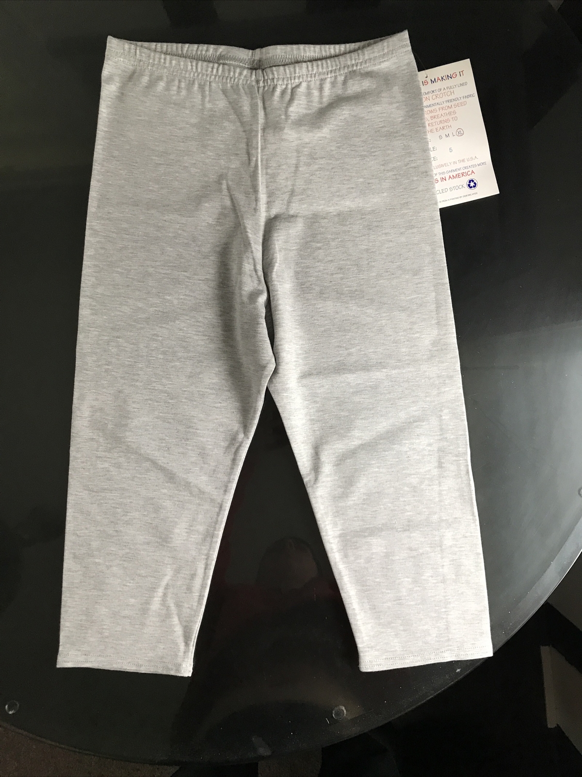 Vintage 1990s Activewear NOS New Fitness USA Made Capris Leggings Jr. XL Grey