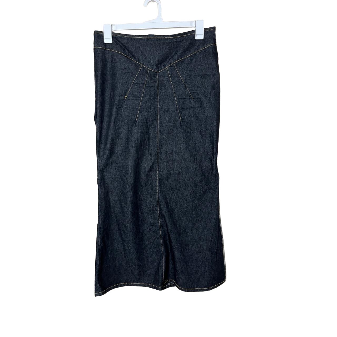 Bisou Bisou Dark Wash Contrast Stitching Maxi Length Denim Skirt Size 12