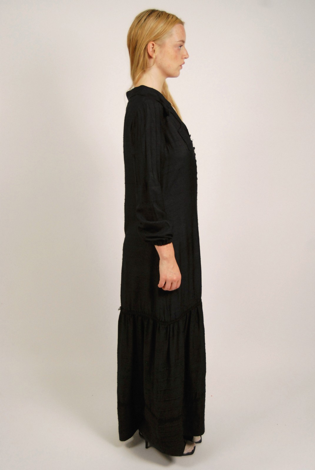 70s Button Up Dress (M) medium black vintage whimsygoth witchy peasant prairie