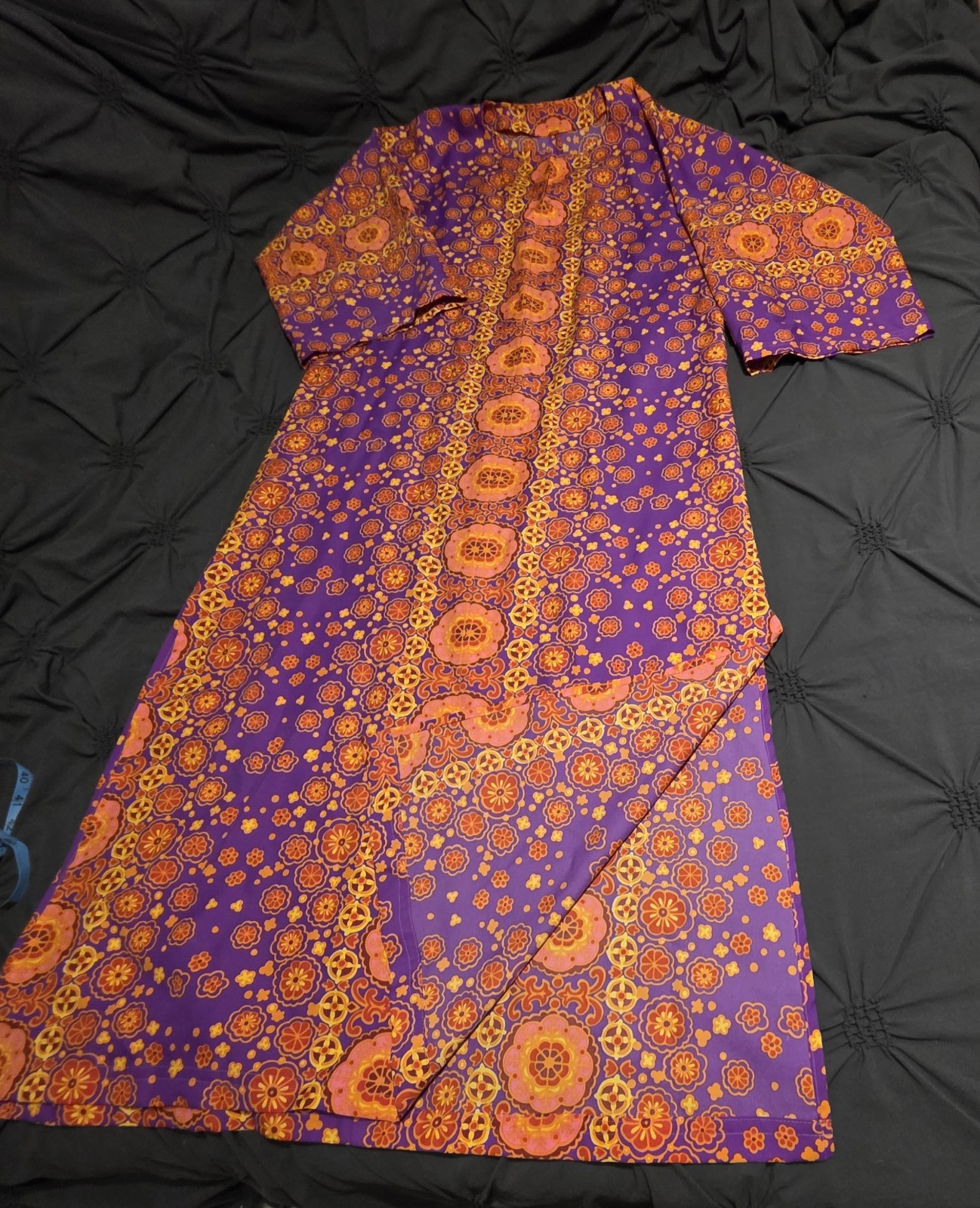 Vintage 1960s–70s Mod/psychedelic Maxi Dress No Tags Cotton/Poly Blend Colorful