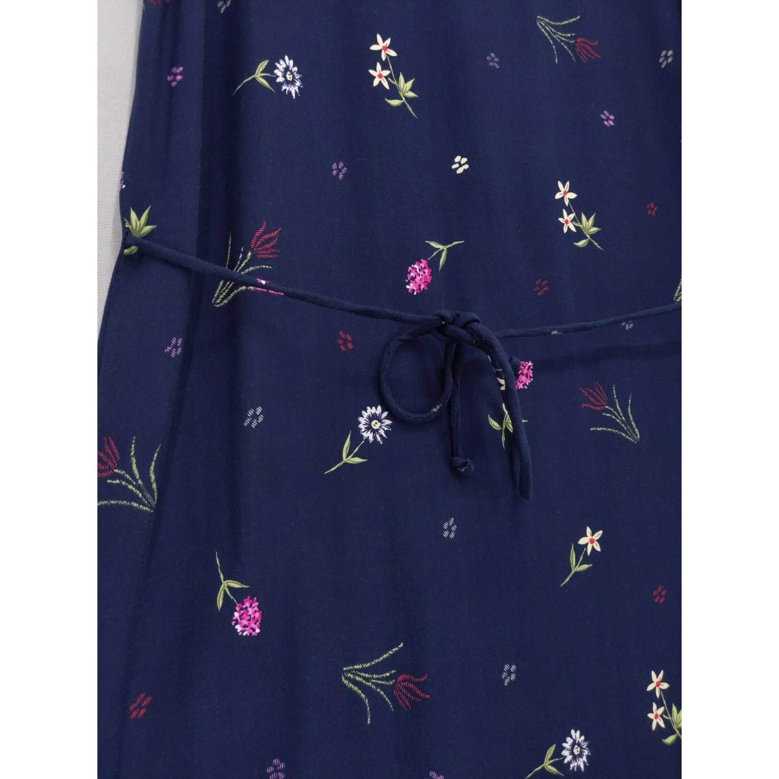 Vintage 90s R&K Original Maxi Dress Sz 8P Tie Back Floral Border Print Rayon