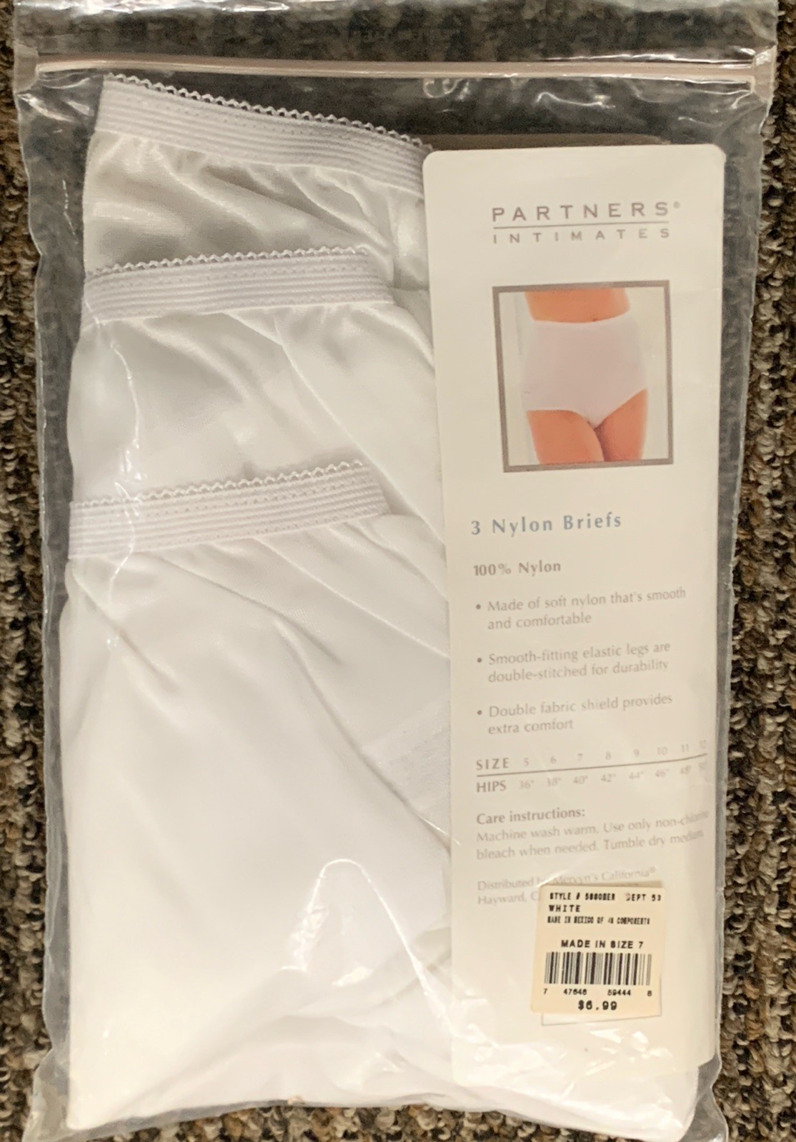 Vintage Mervyn&rsquo;s Partners Intimates 100% Nylon Brief Panties-NOS 3 Pack-Size 7