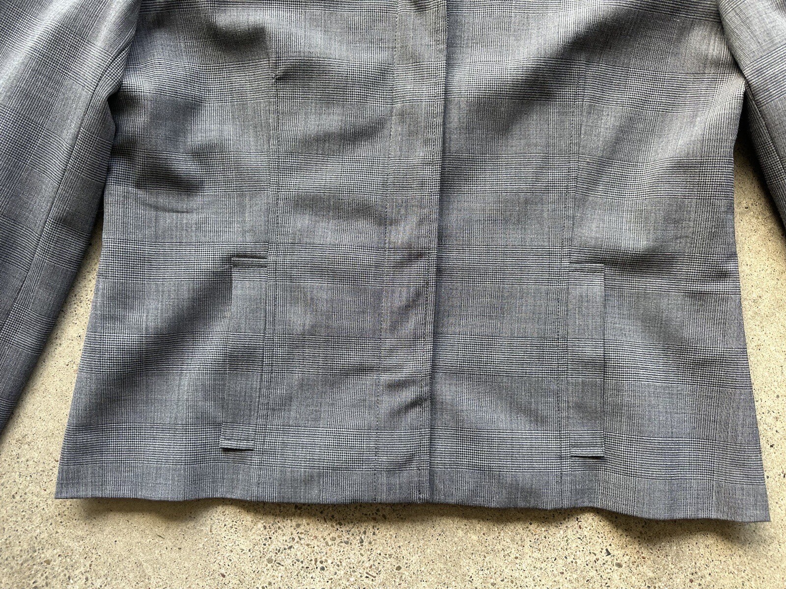 Vintage Harold’s Gray Plaid Polyester & Wool Suit Jacket Blazer Size 10 Italy
