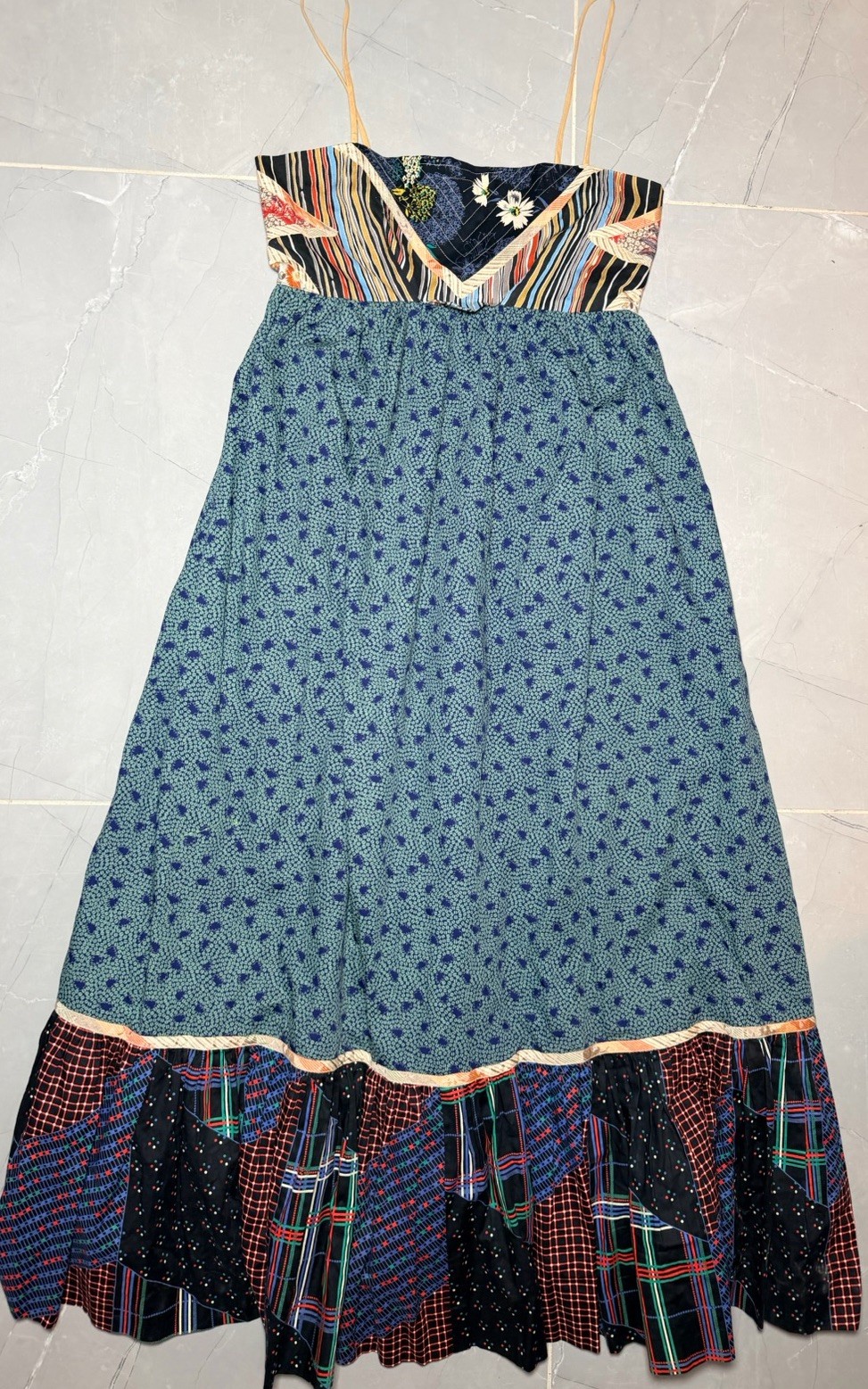 Vintage 1980 Koos Van Den Akker Patchwork Collage Cotton Dress