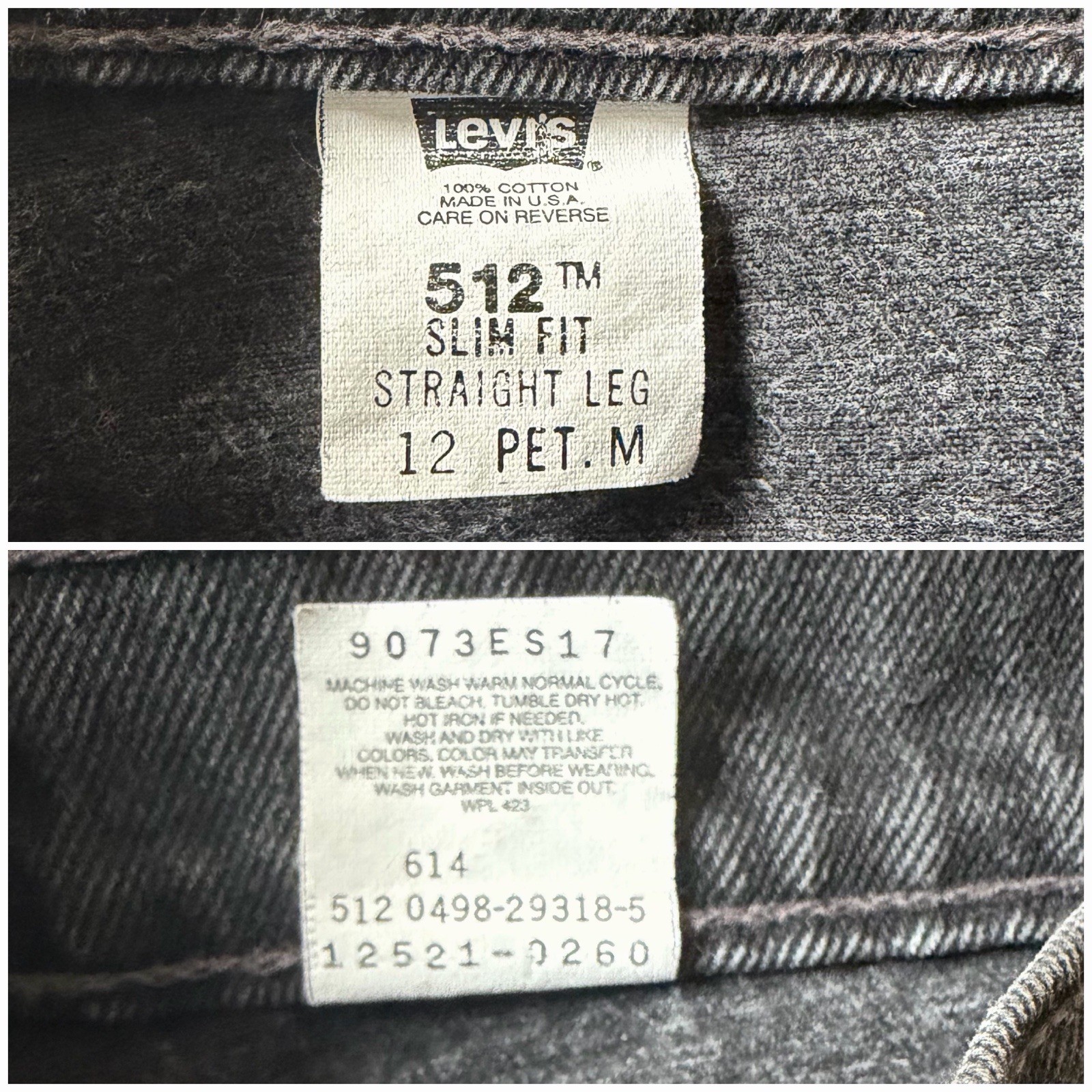 Vintage 90s Levi’s 512 High Waist Straight Leg Black Jeans USA 30×27