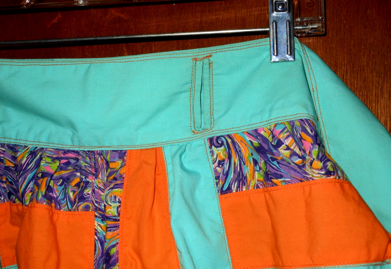 Homemade Wife 70’s Patchwork Orange/Teal/Purple Hostess Maxi Wrap 42&Prime;L x 34&Prime;W