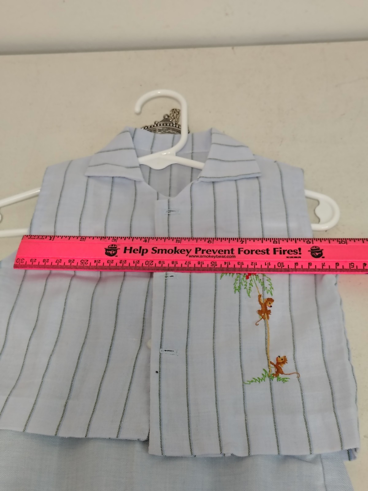 Infant Boy 60s/70s 2 Pc Striped Romper Set With Monkeys (Measurements In Photos)