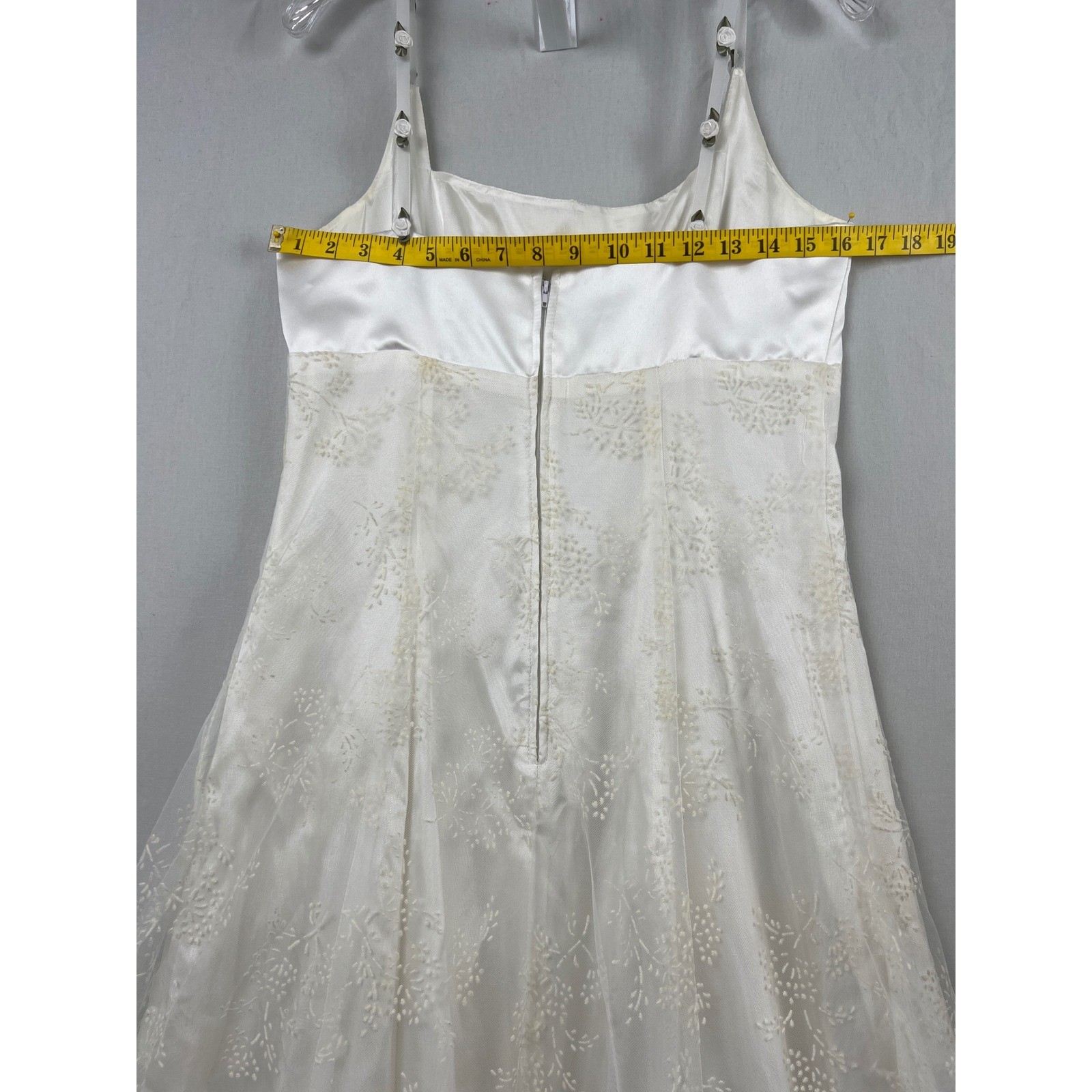 Vintage Zum Zum Niki Livas Maxi Dress Women 13-14 White Tulle Strappy Fit Flare