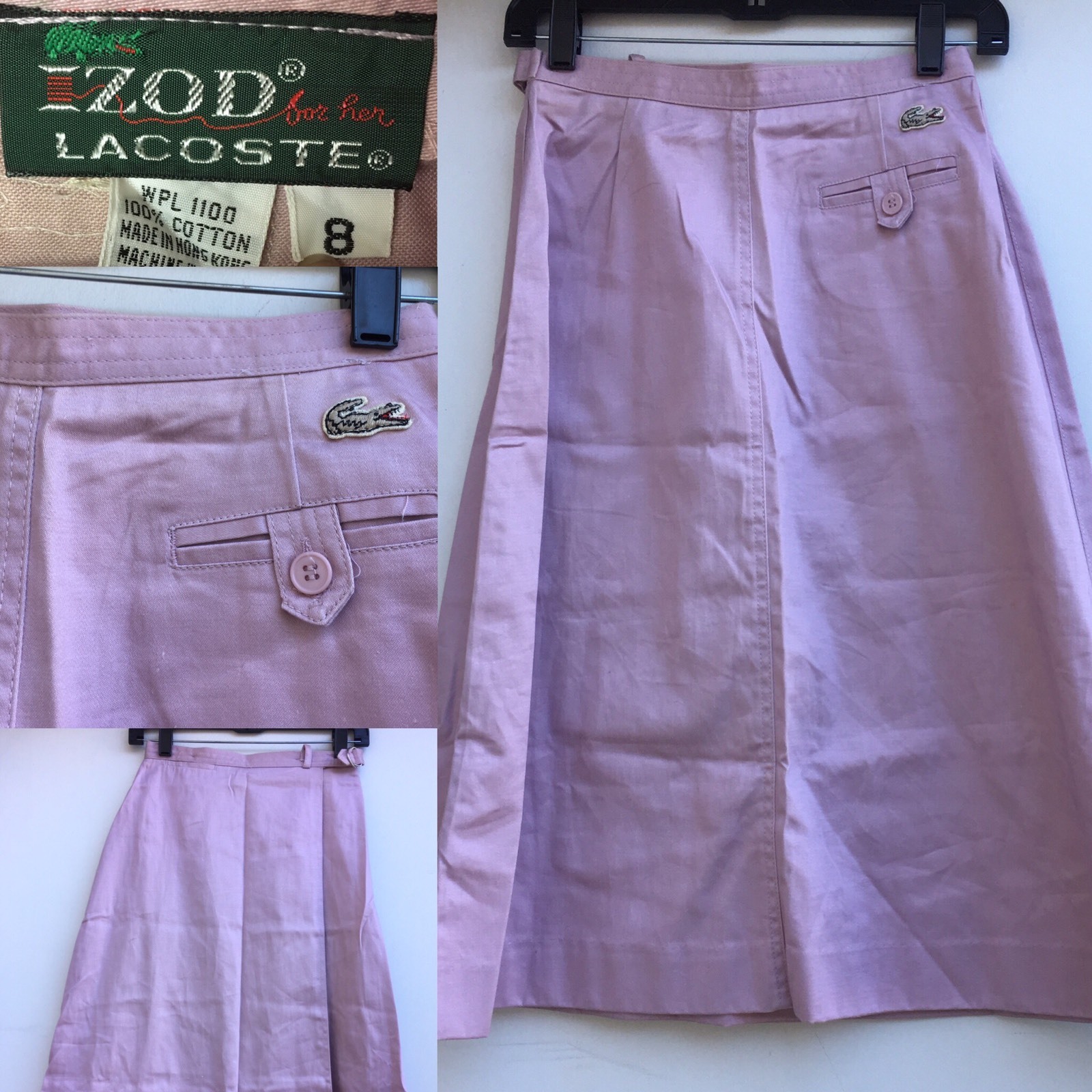 Izod Lacoste For Her High Waist Skirt (with Crocodile Logo) Sz 8 25&Prime; Waist