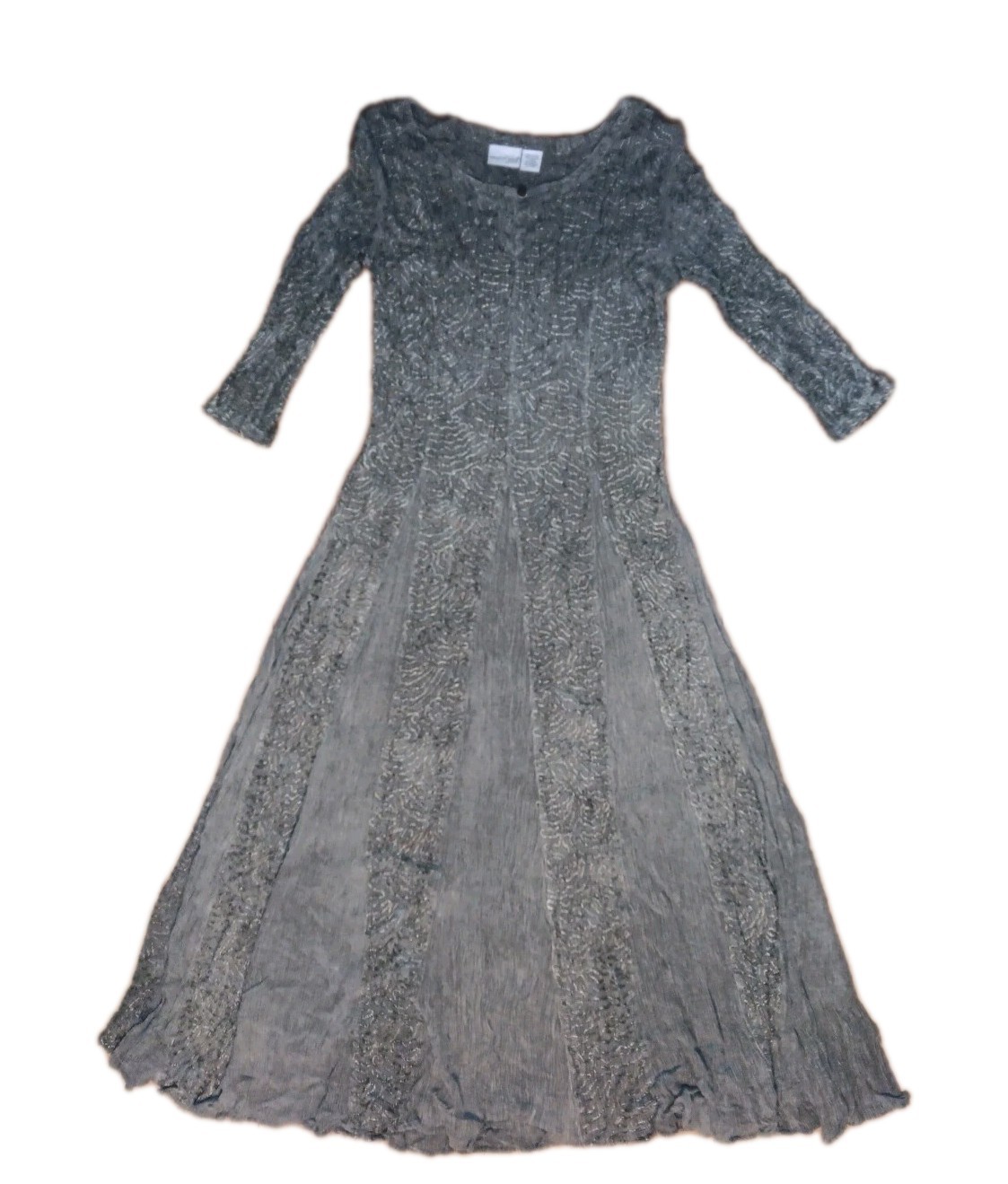 Vtg Newport News Easy Care Women 6 Midaxi Dress 100% Rayon Boho Embroidered Midi