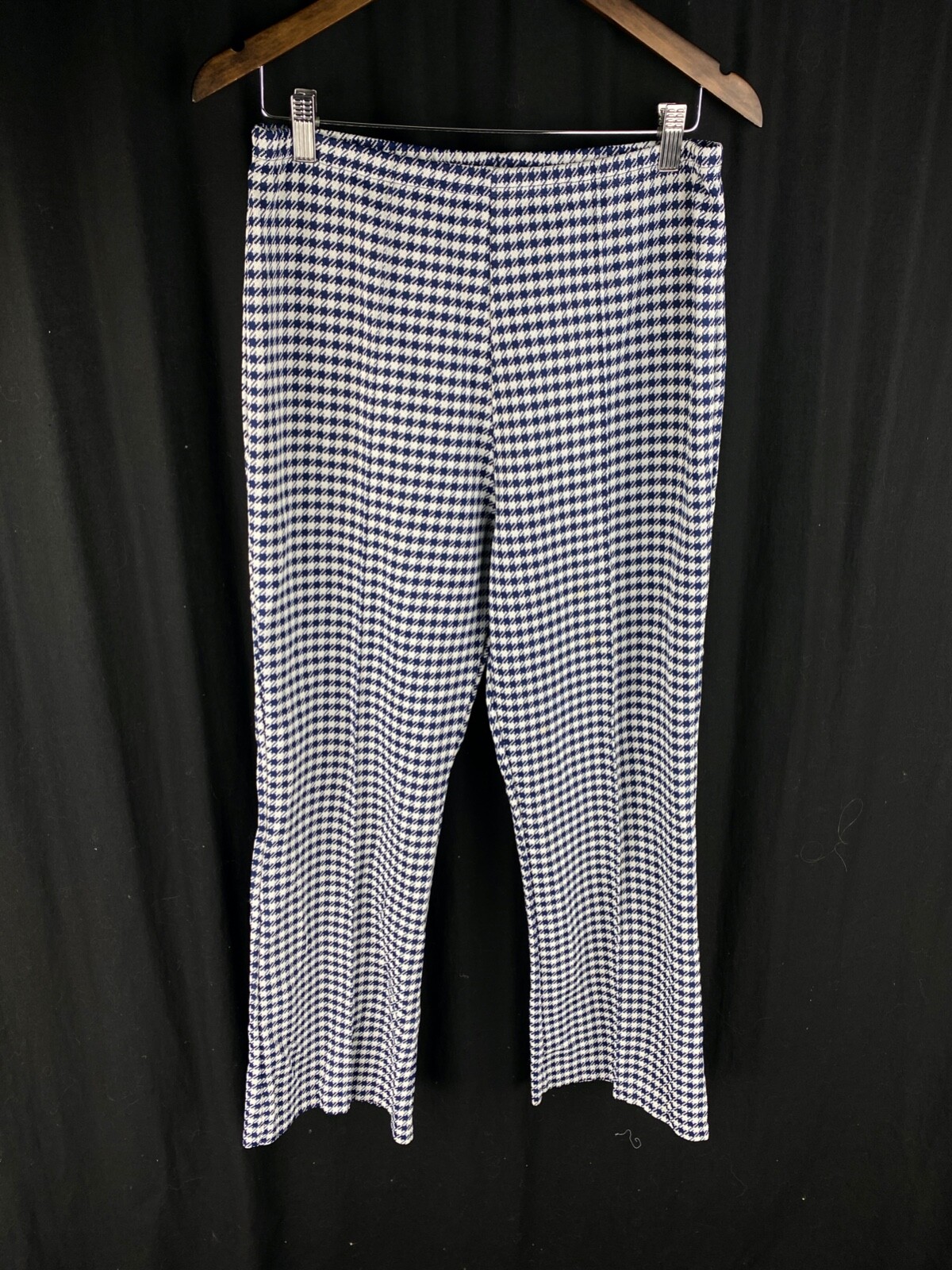 60s 70s Houndstooth Gingham Disco Flare Bell Bottom Pants (Fits 28×27) Hippie