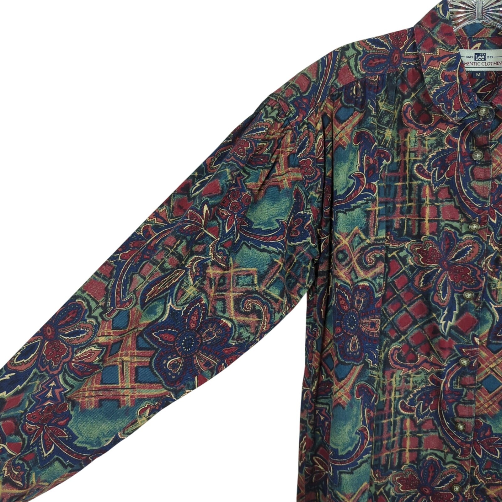 Vintage Lee Authentic Clothing Long sleeve Art Paisley Floral Button up blouse M