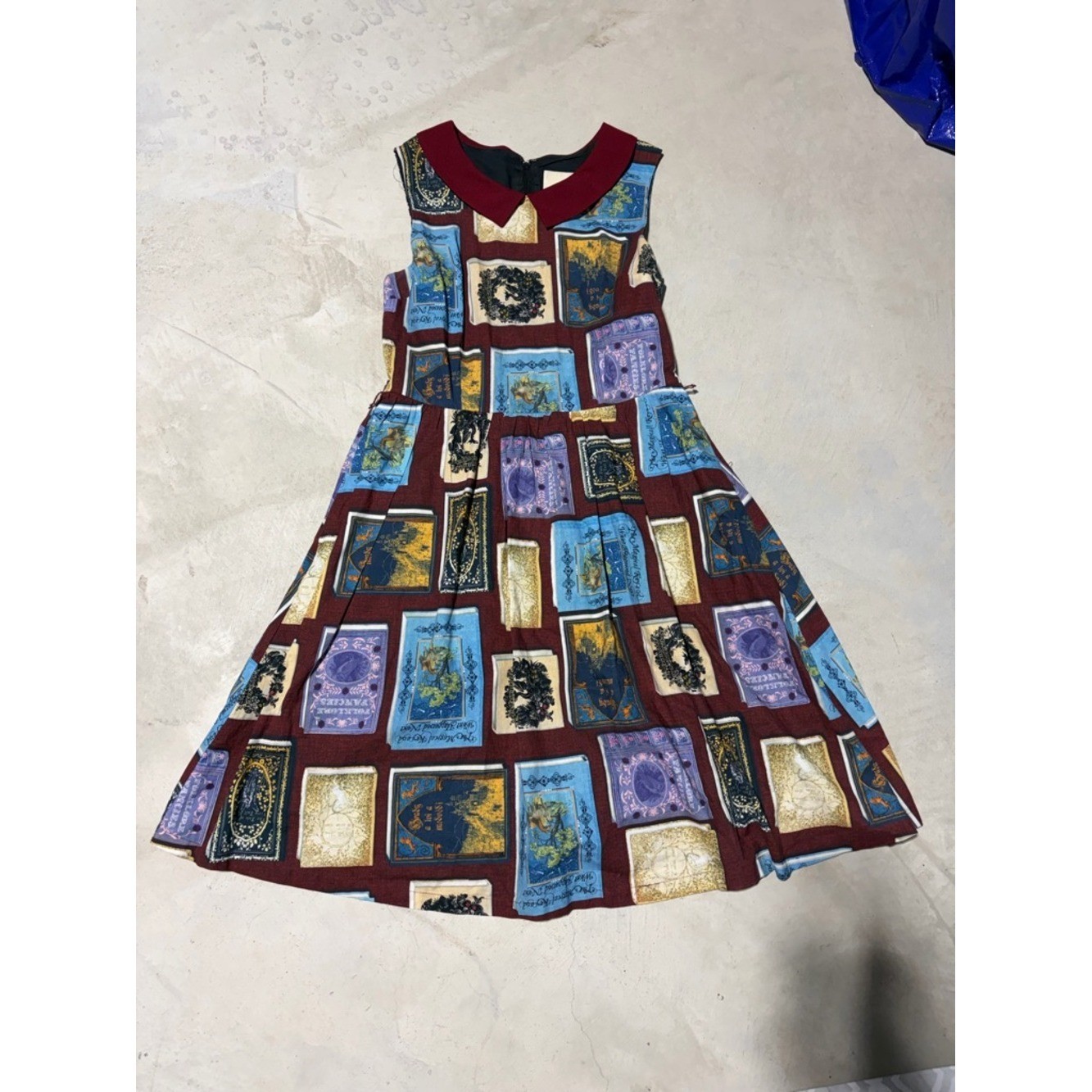 ModCloth Burgundy book Peter Pan Collar Dress library librarian teacher medium