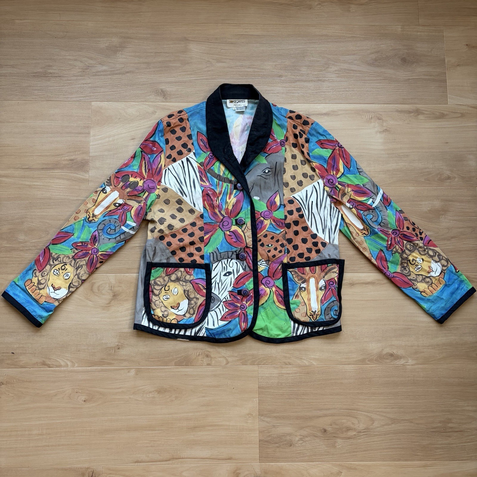 Vintage SilkScapes Women&rsquo;s Handpainted Art-To-Wear Blazer Size Large