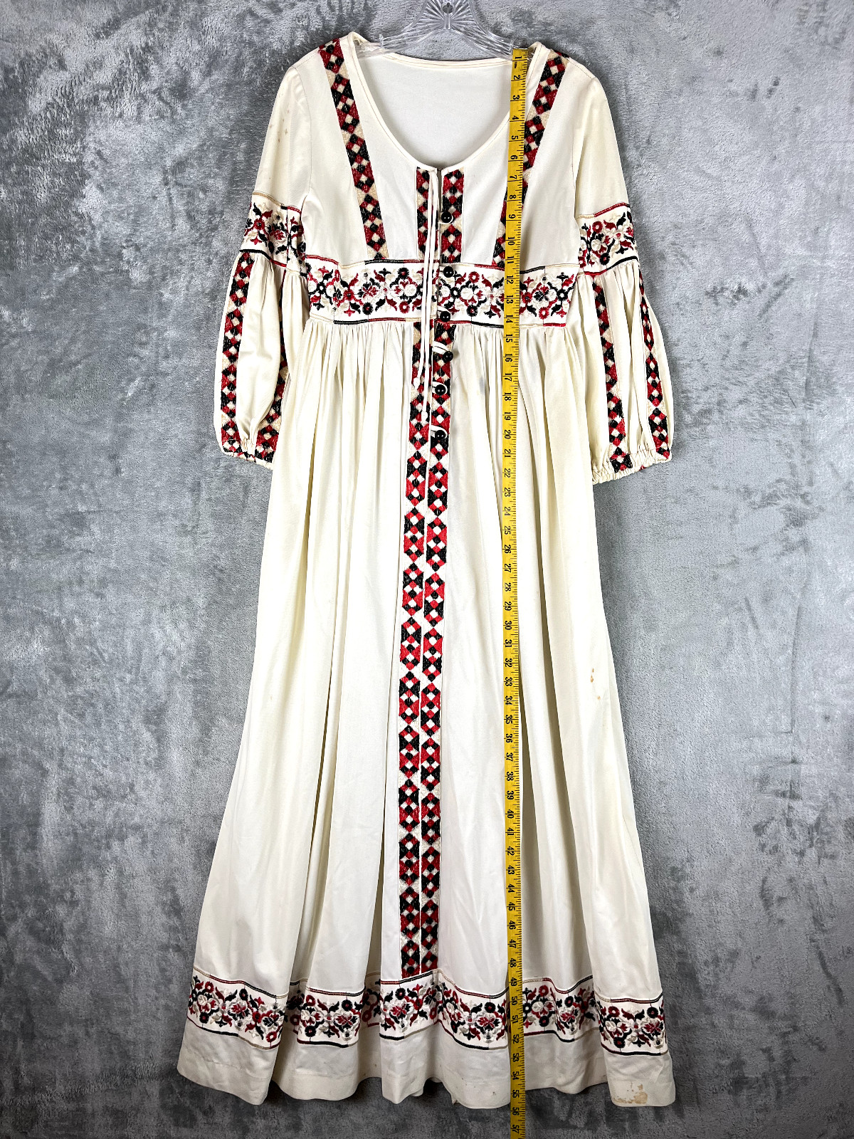 Rare Vintage Beverly Paige 60s 70s Bohemian Maxi Dress Tag 10 Peasant Groovy